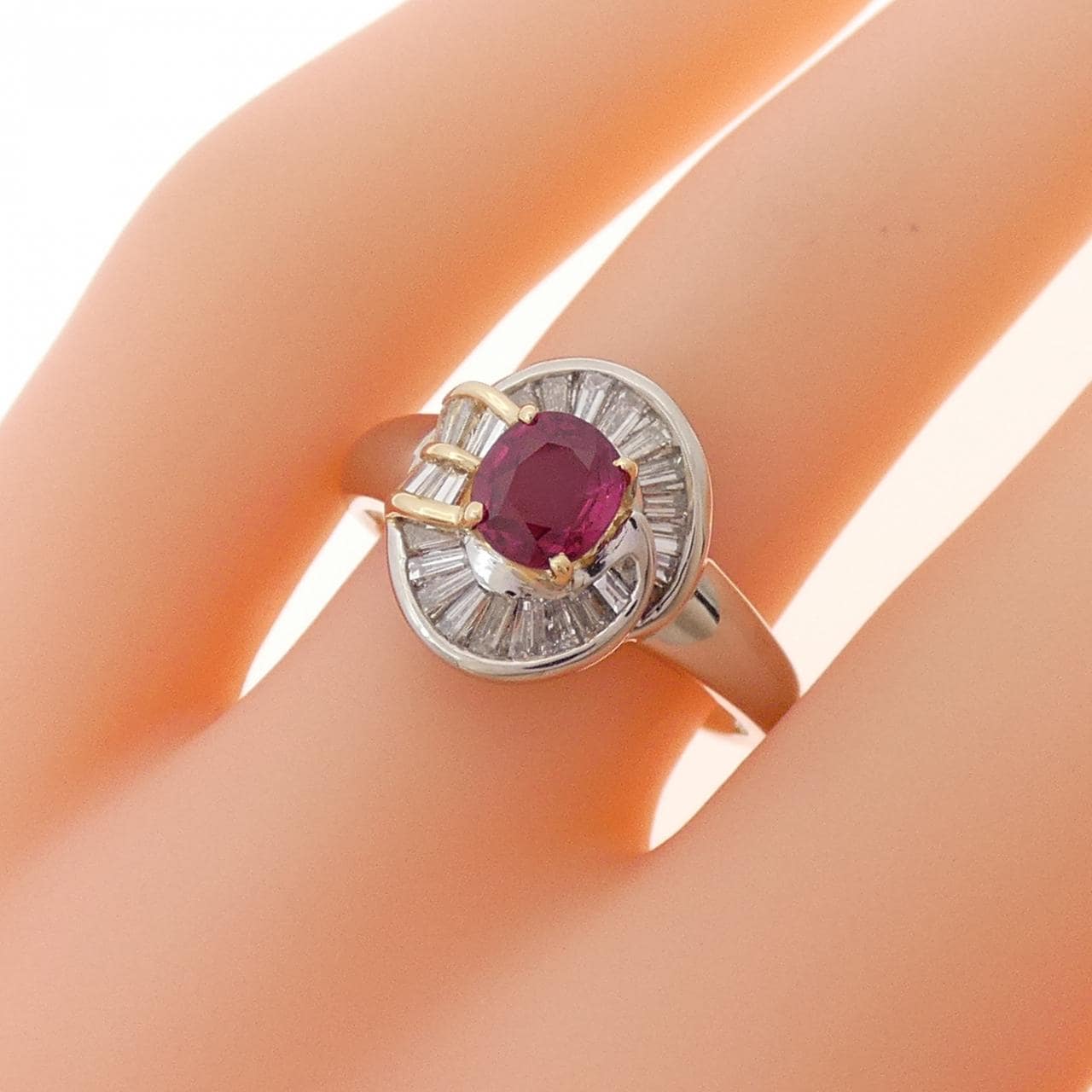PT900/K18YG ルビー リング 0.63CT