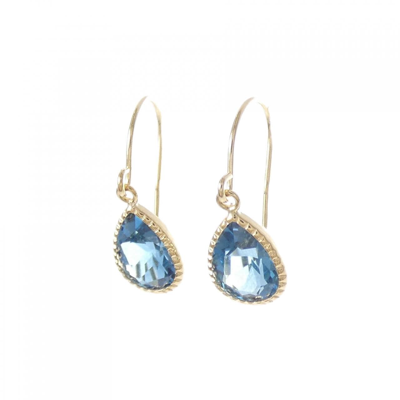 K18YG ブルートパーズ ピアス 1.00CT