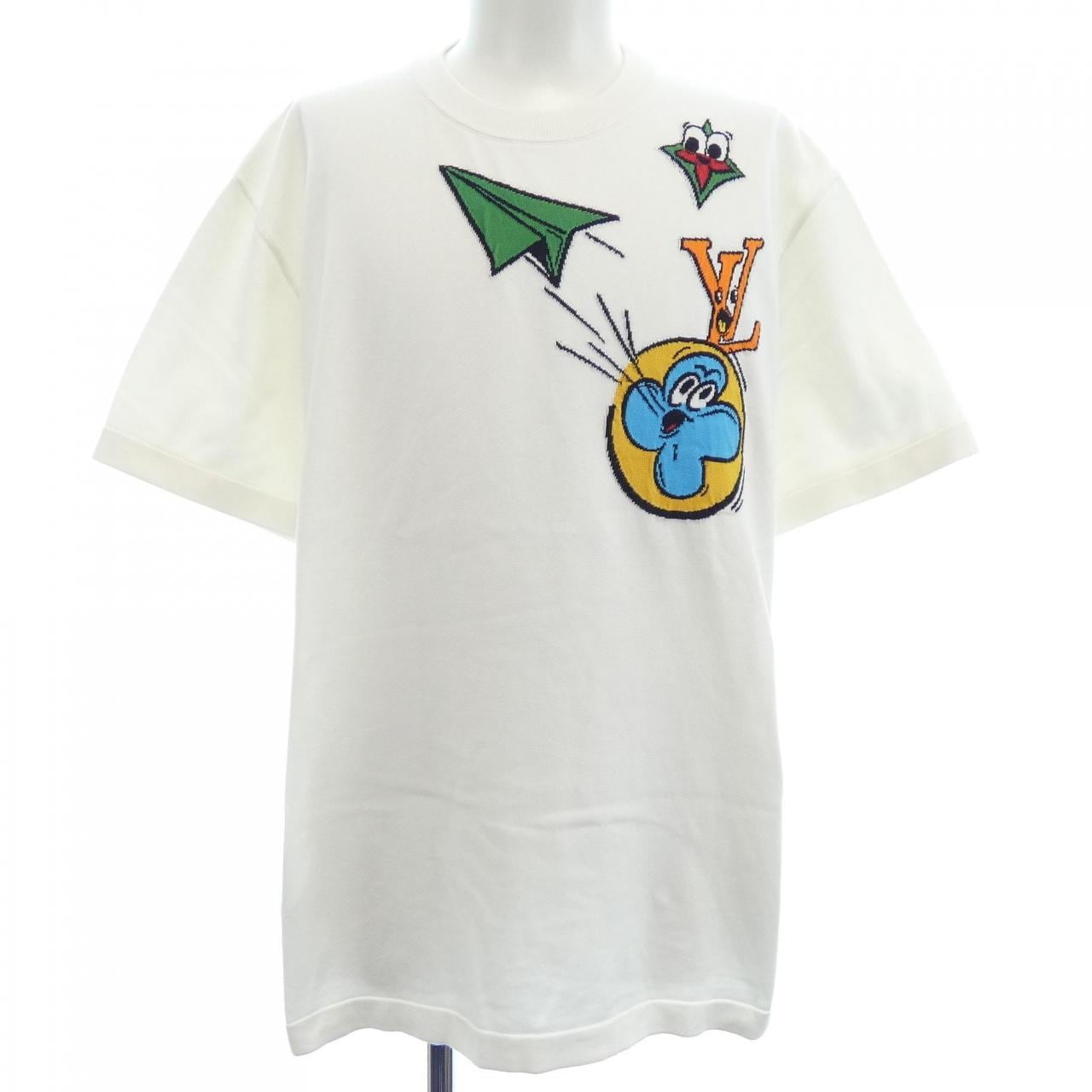 ルイヴィトン LOUIS VUITTON モノグラムコミックスインターシャショートスリーブクルーネック HON97WHA0 ニット