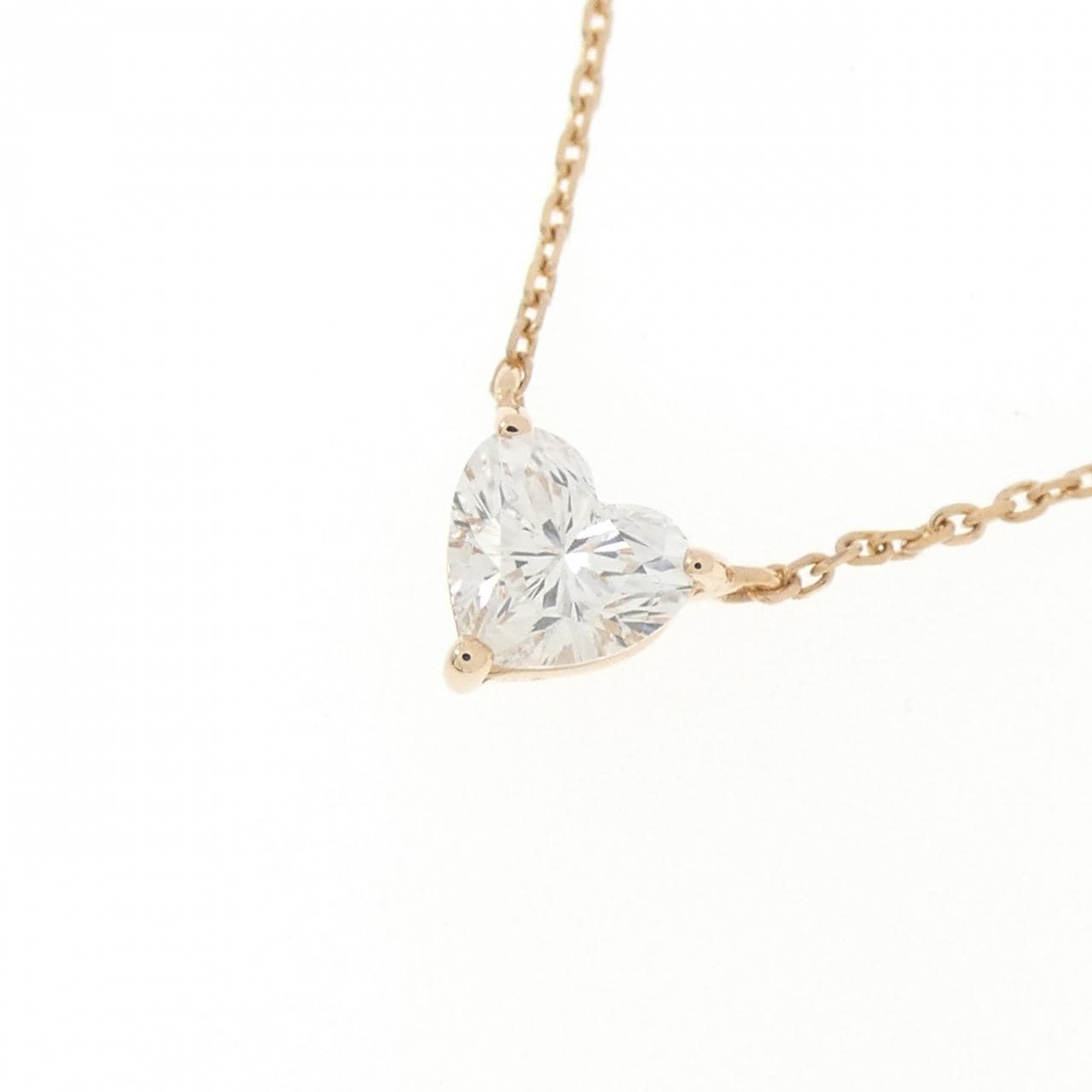 K18PG ダイヤモンド ネックレス 0.433CT E SI1 ハートシェイプ