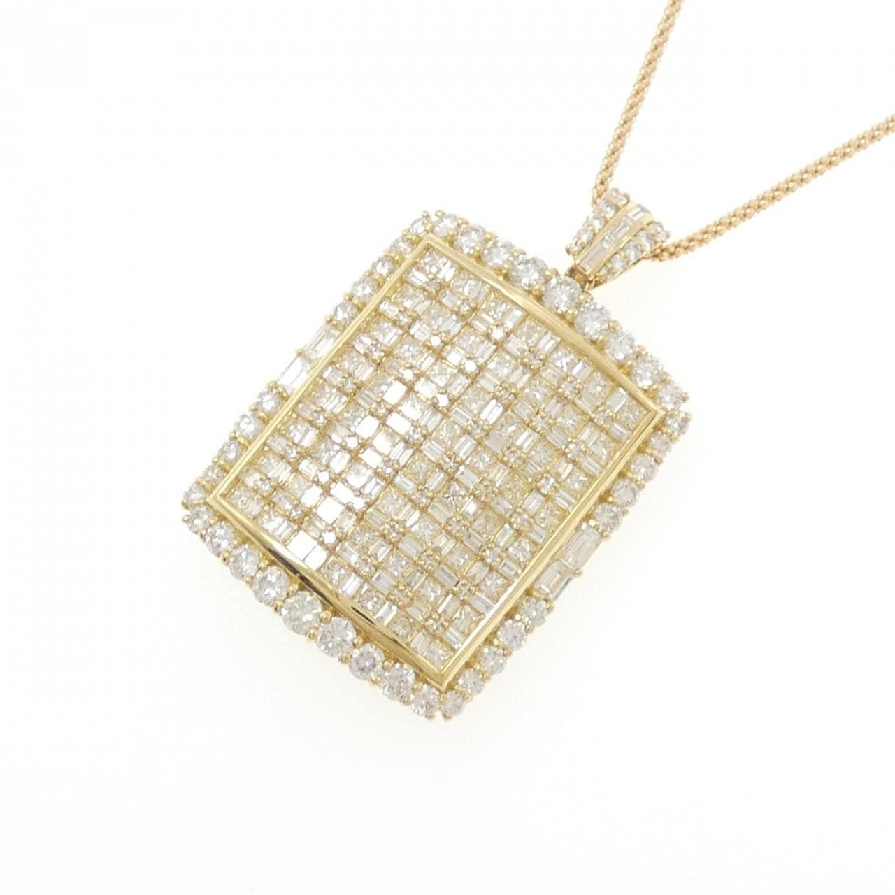 【新品】K18YG パヴェ ダイヤモンド ネックレス 7.00CT