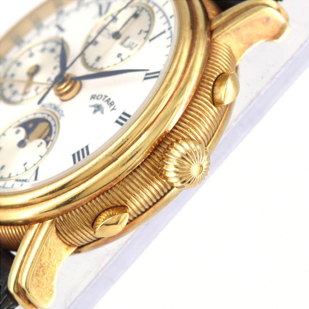 【ノーメンテナンス還元価格】ROTARY クロノグラフトリプルカレンダームーン YG M1803 YG 自動巻