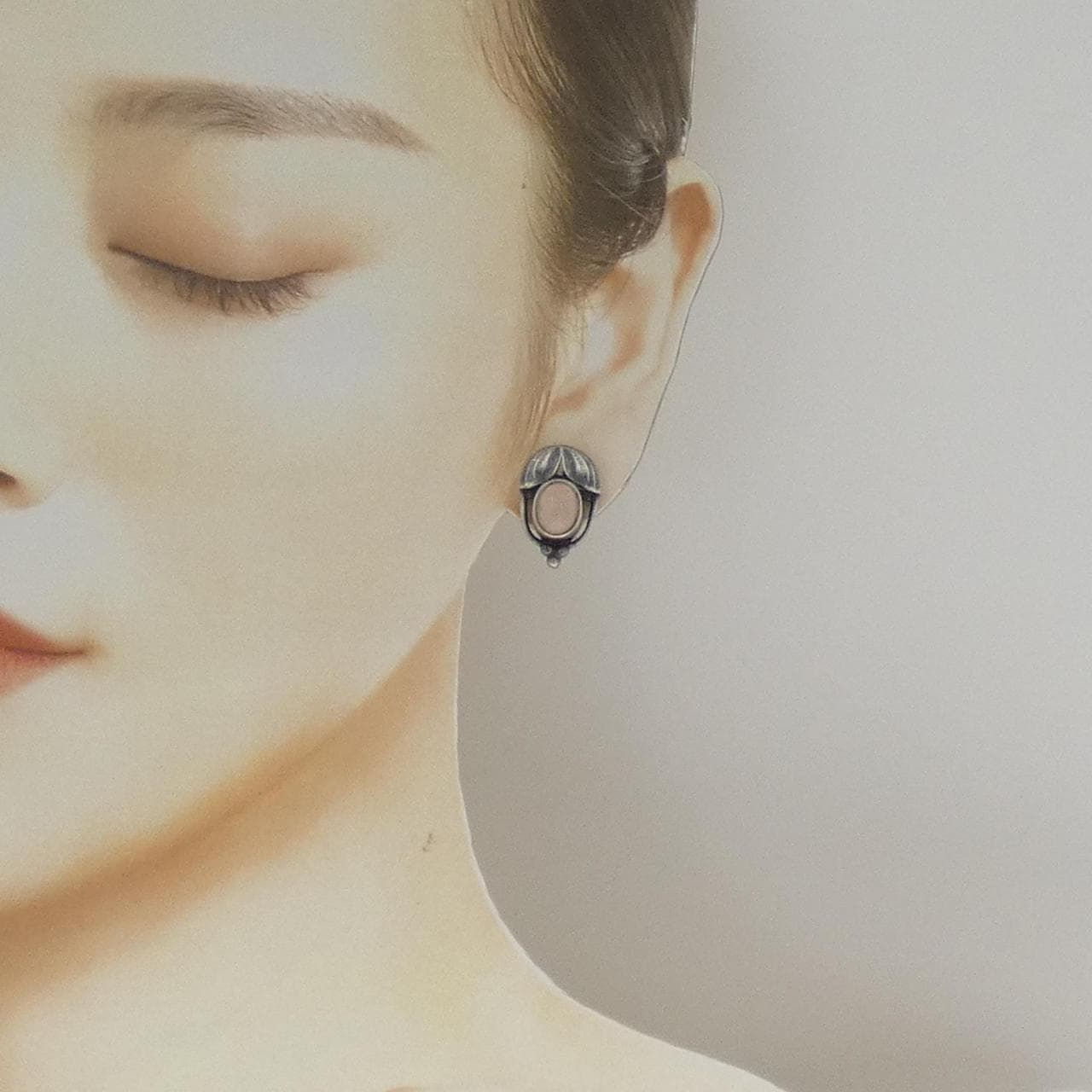 ジョージ ジェンセン ローズクォーツ イヤリング