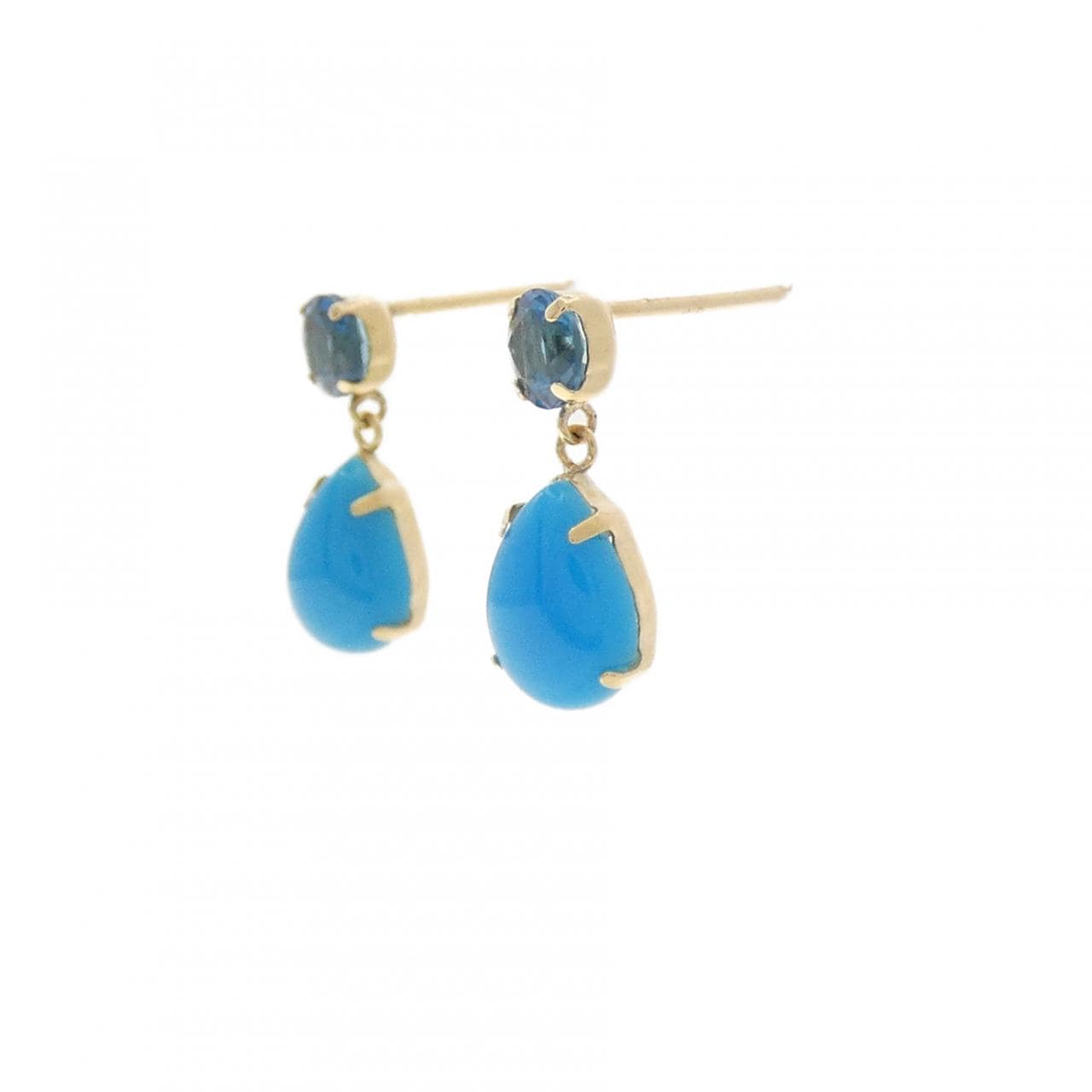 K18YG ターコイズ ピアス 2.00CT