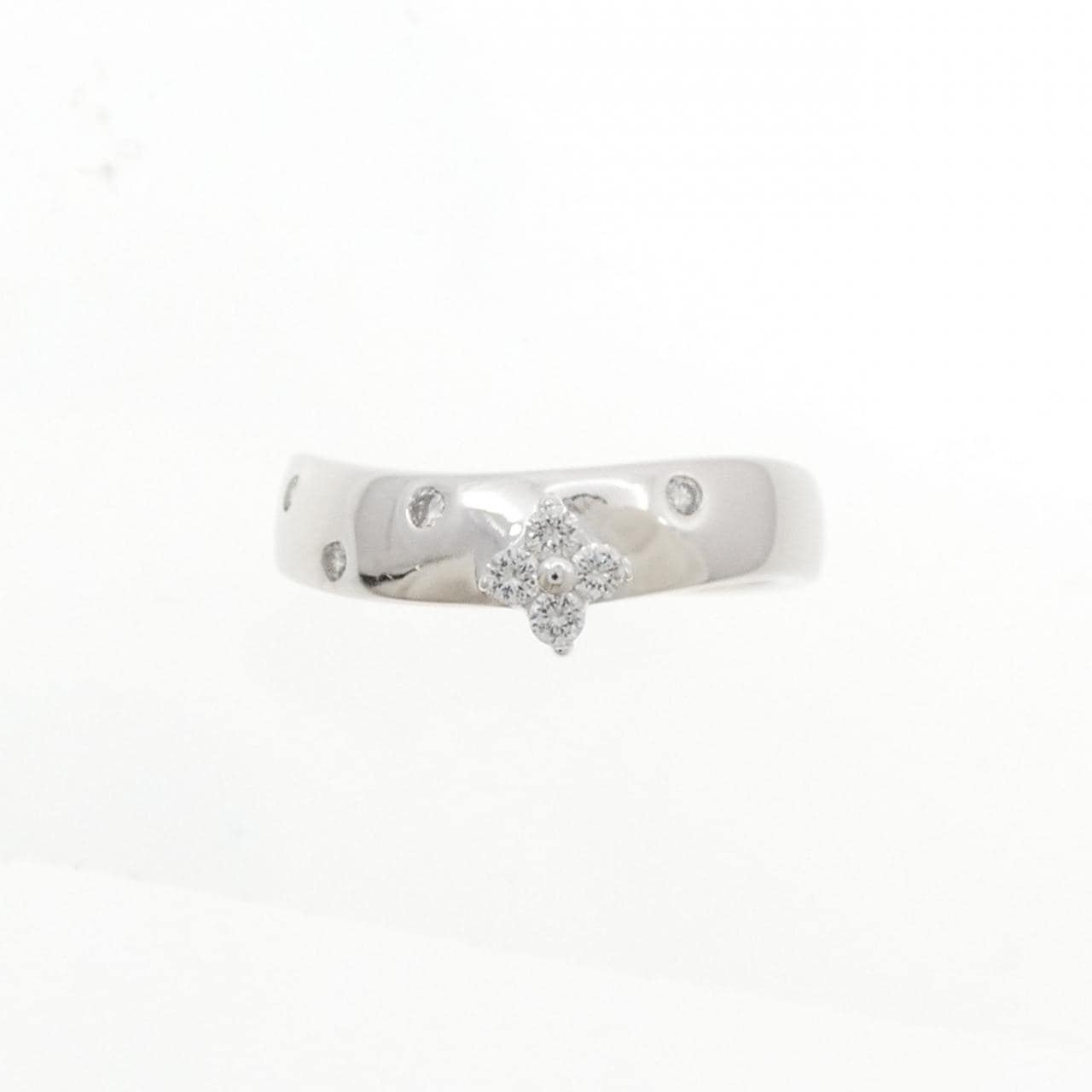 K18WG フラワー ダイヤモンド ピンキー リング