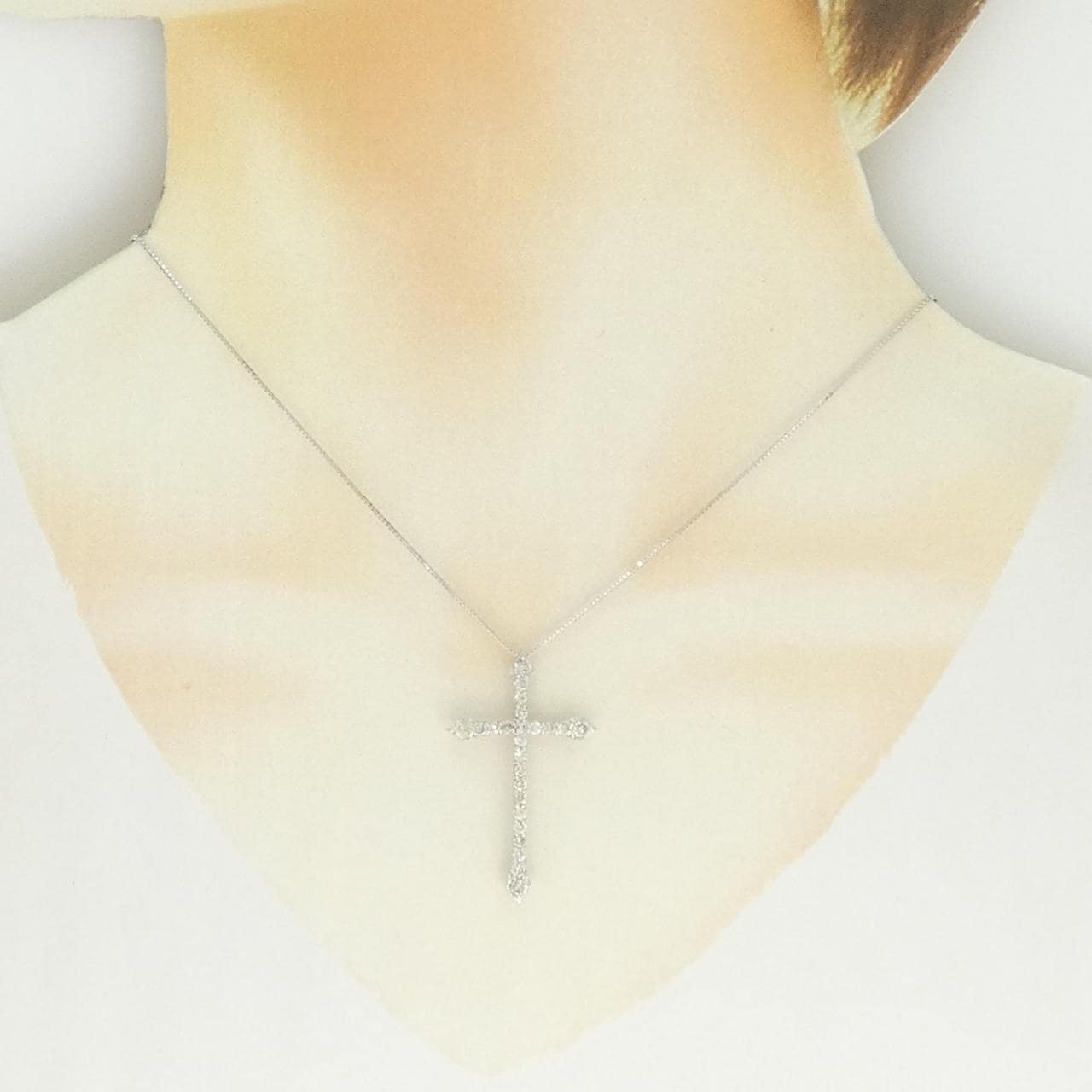 K18WG クロス ダイヤモンド ネックレス 1.00CT