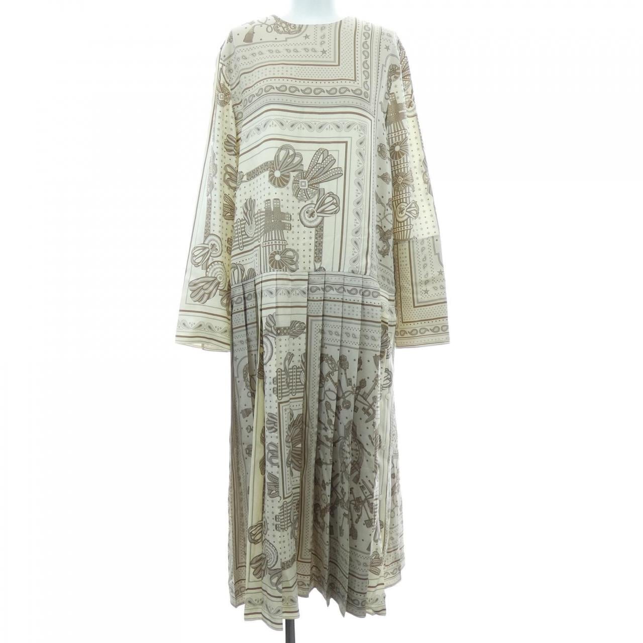 HERMES HERMES LES RUBANS DU CHEVAL *07-7300 Twill Reine Dress