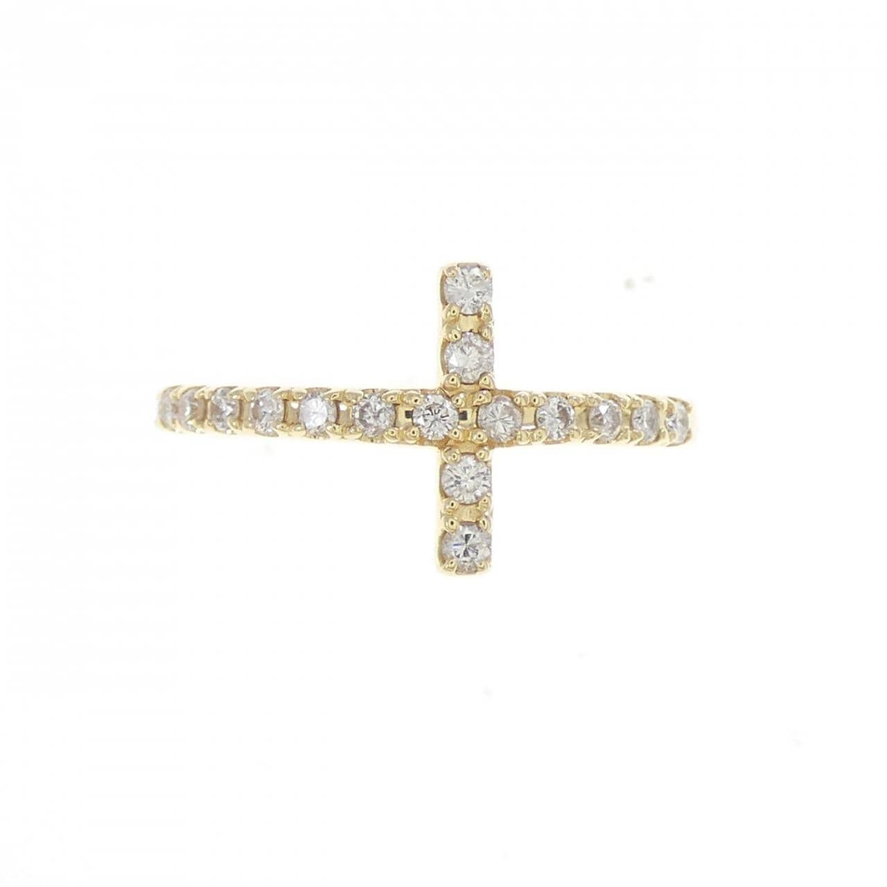 K18YG クロス ダイヤモンド リング 0.35CT