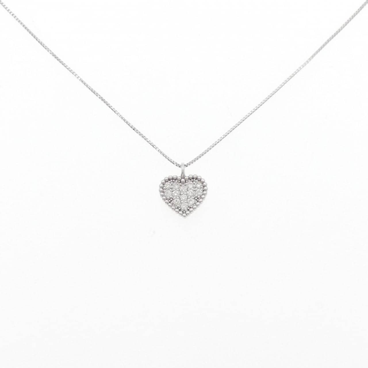 K18WG ハート ダイヤモンド ネックレス 0.12CT