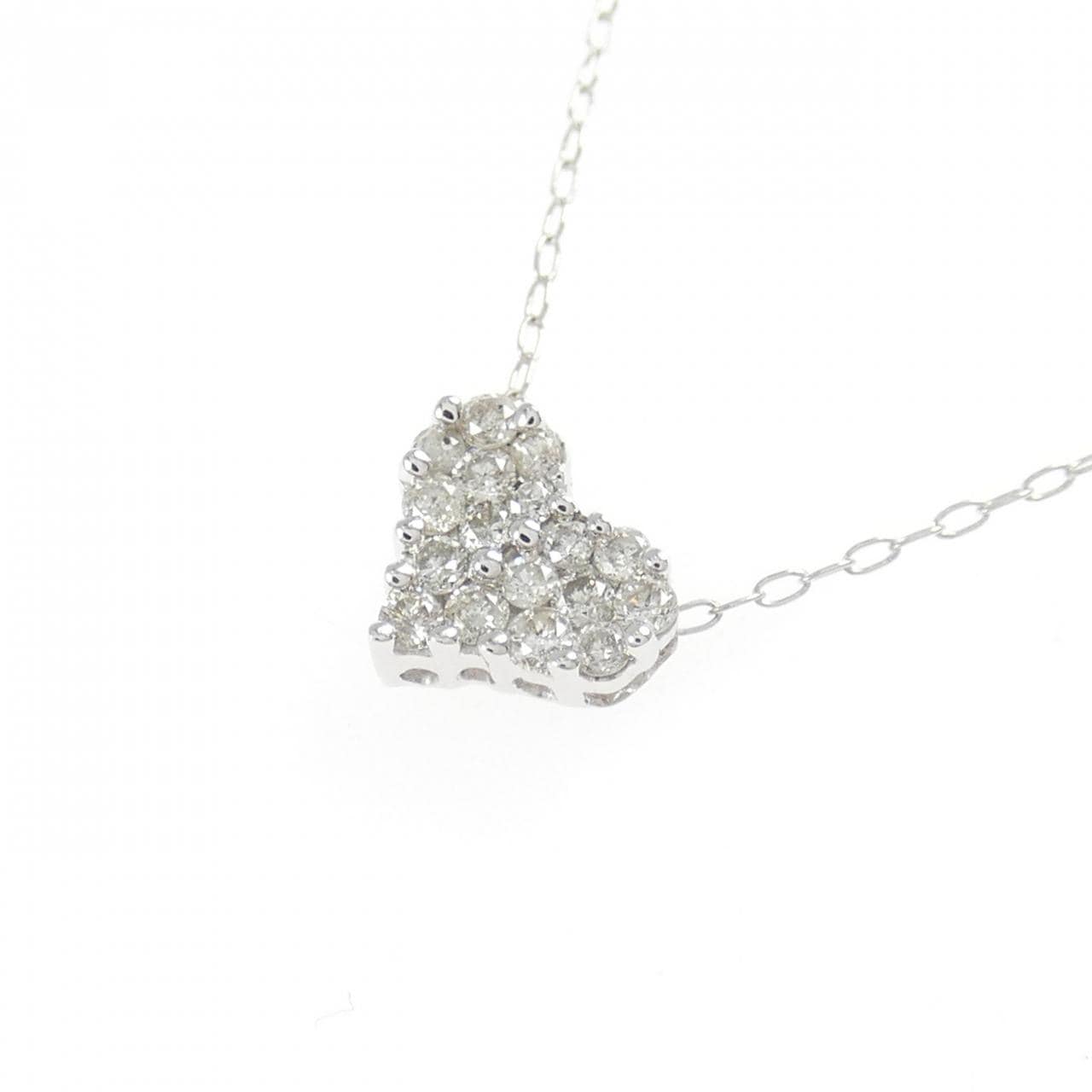 K18WG ハート ダイヤモンド ネックレス 0.21CT