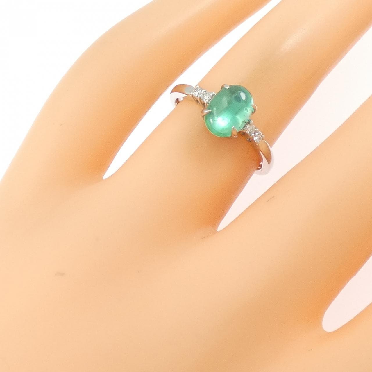 PT900 エメラルドキャッツアイ リング 0.50CT