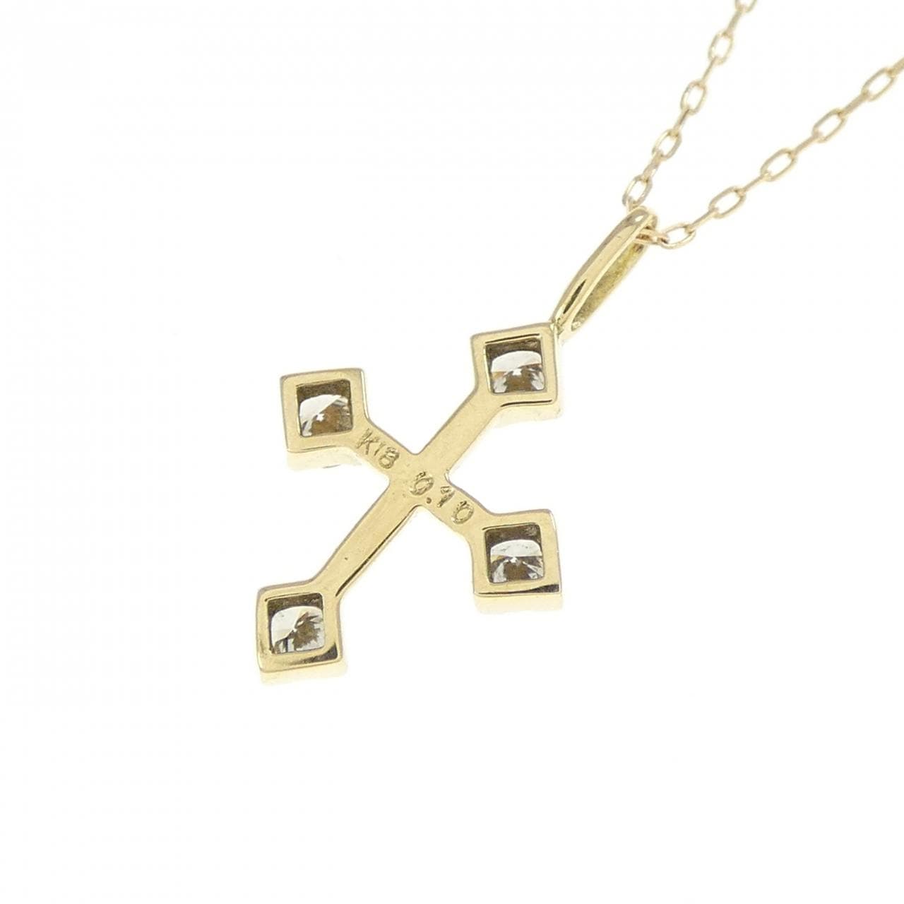 K18YG クロス ダイヤモンド ネックレス 0.10CT