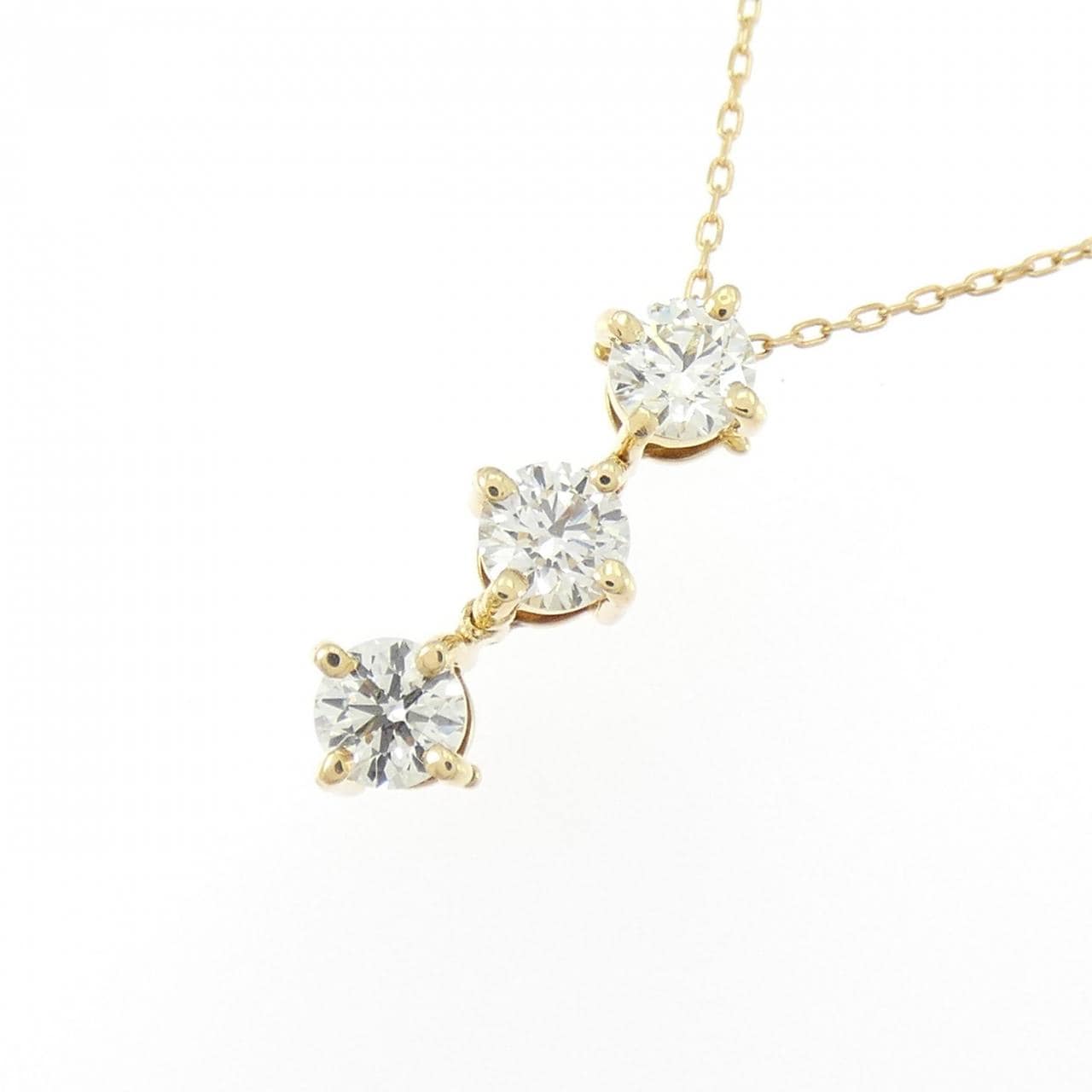 K18YG スリーストーン ダイヤモンド ネックレス 0.50CT