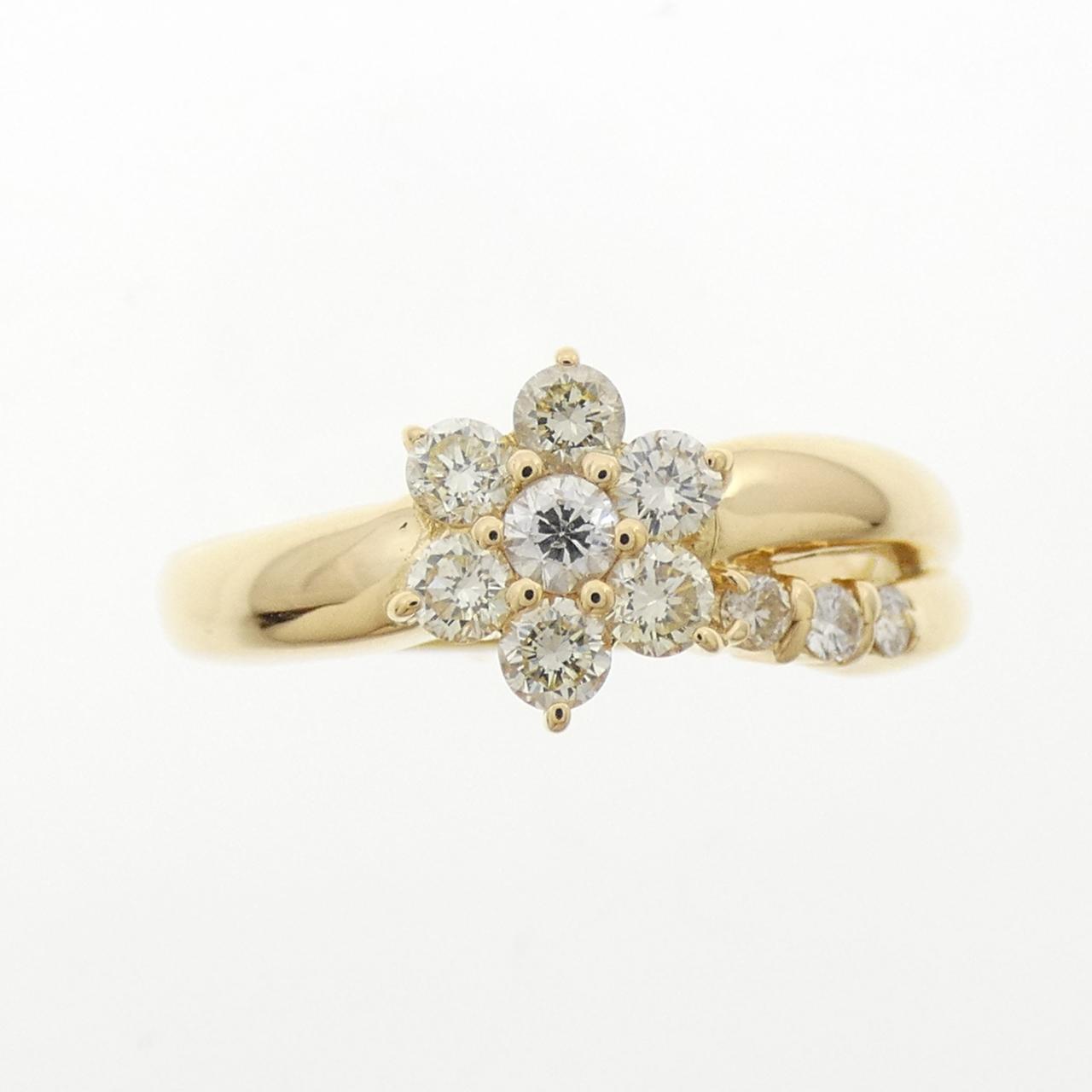 K18YG フラワー ダイヤモンド リング 0.50CT
