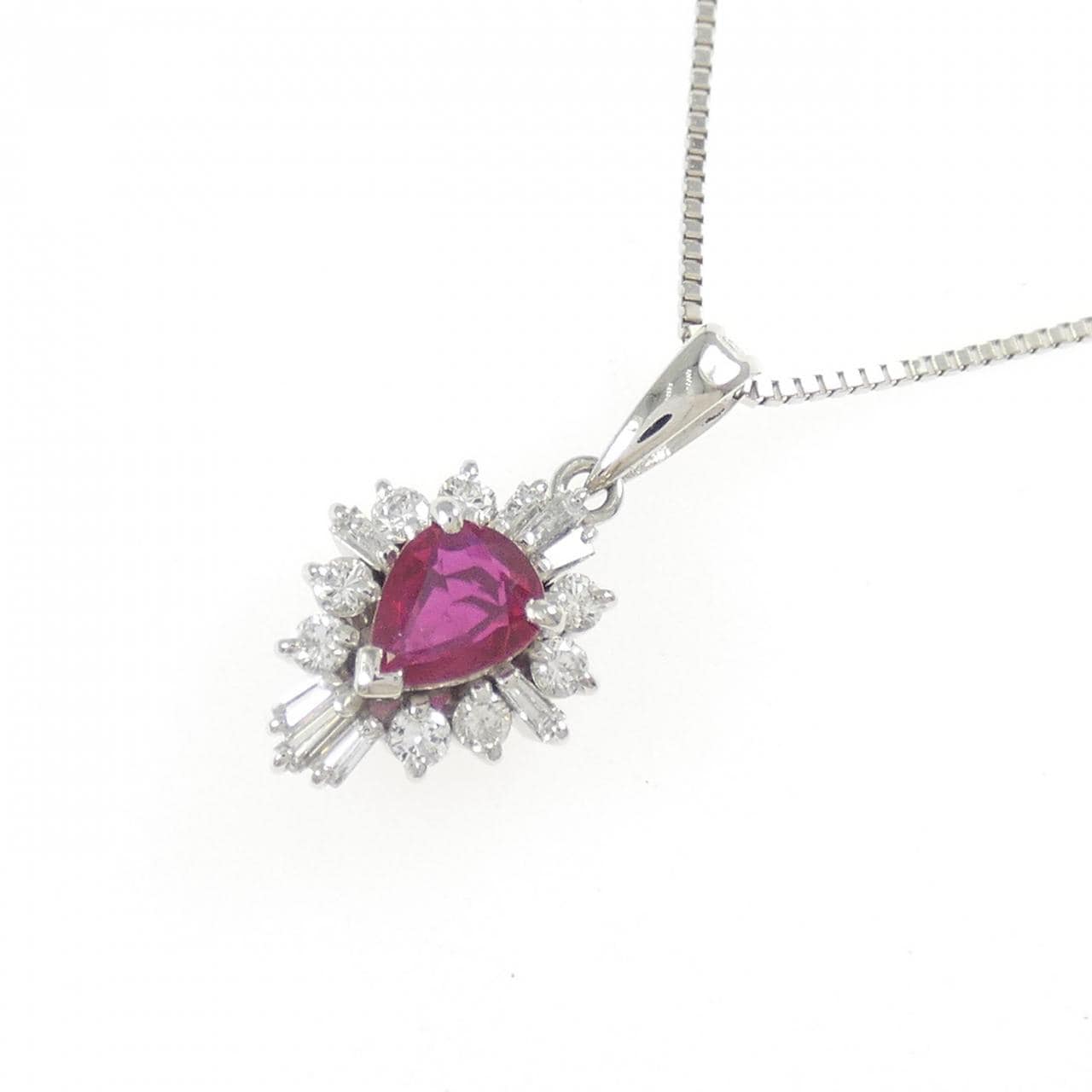PT900/PT850 ルビー ネックレス 0.375CT