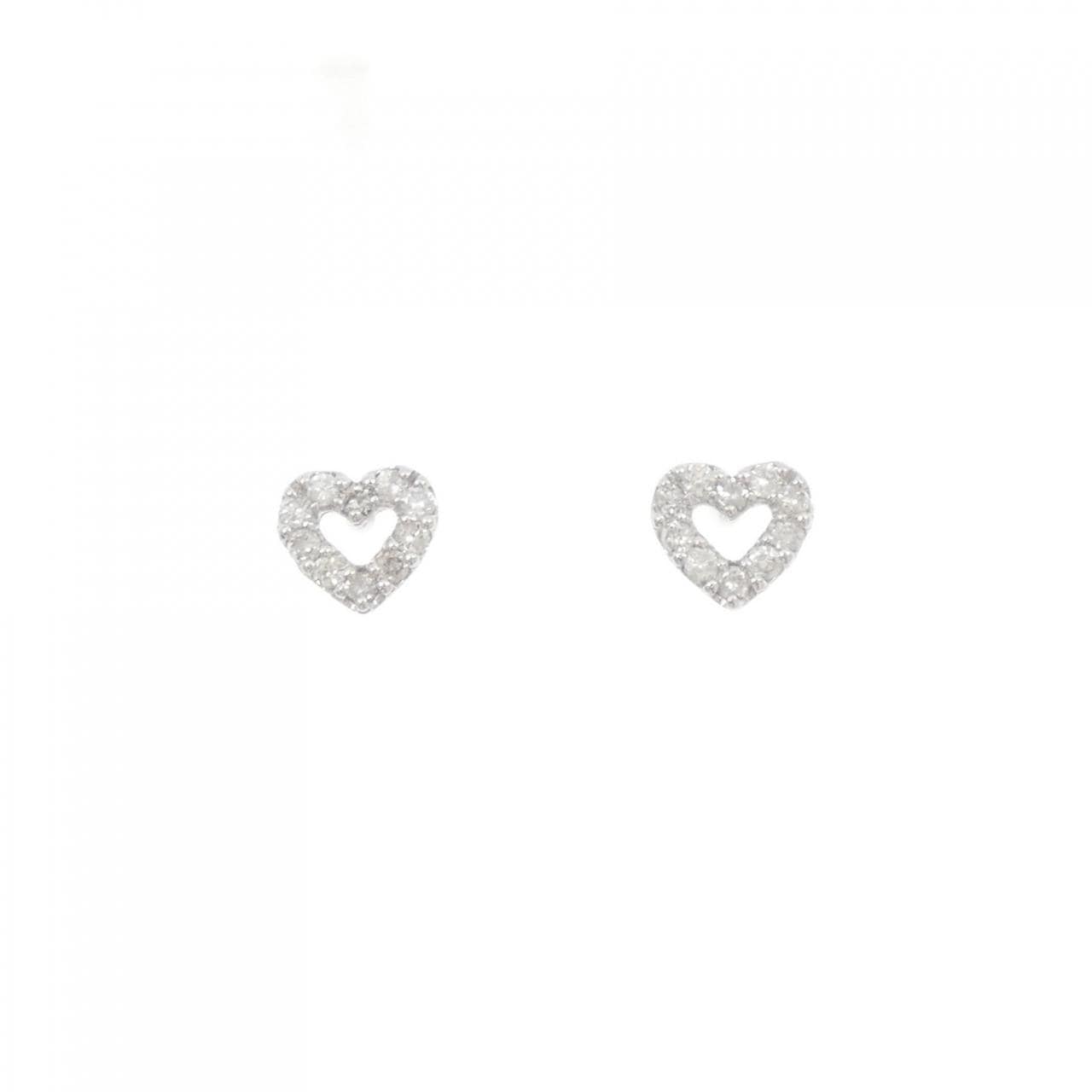 K18WG ハート ダイヤモンド ピアス 0.20CT