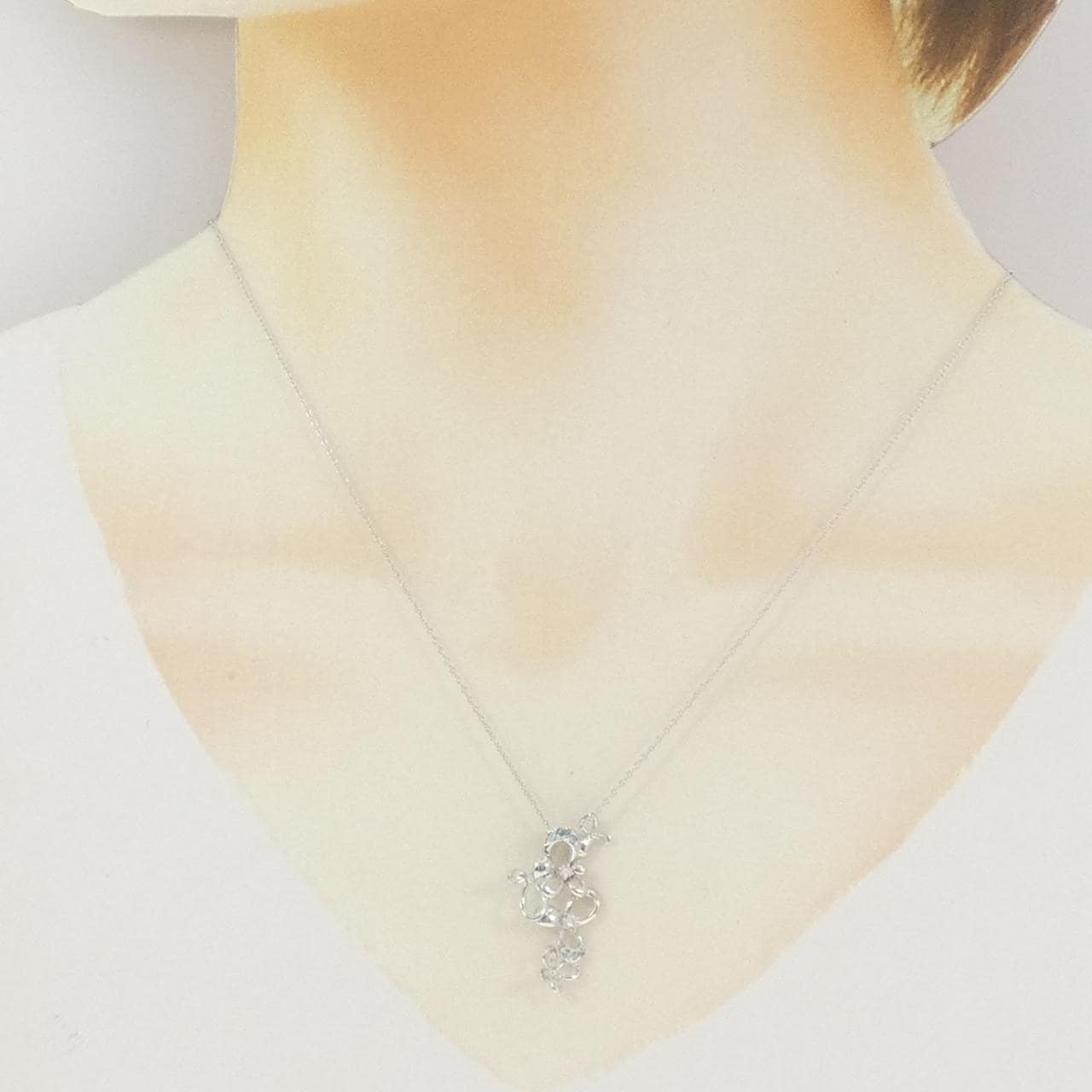 K18WG トルマリン ネックレス 0.03CT