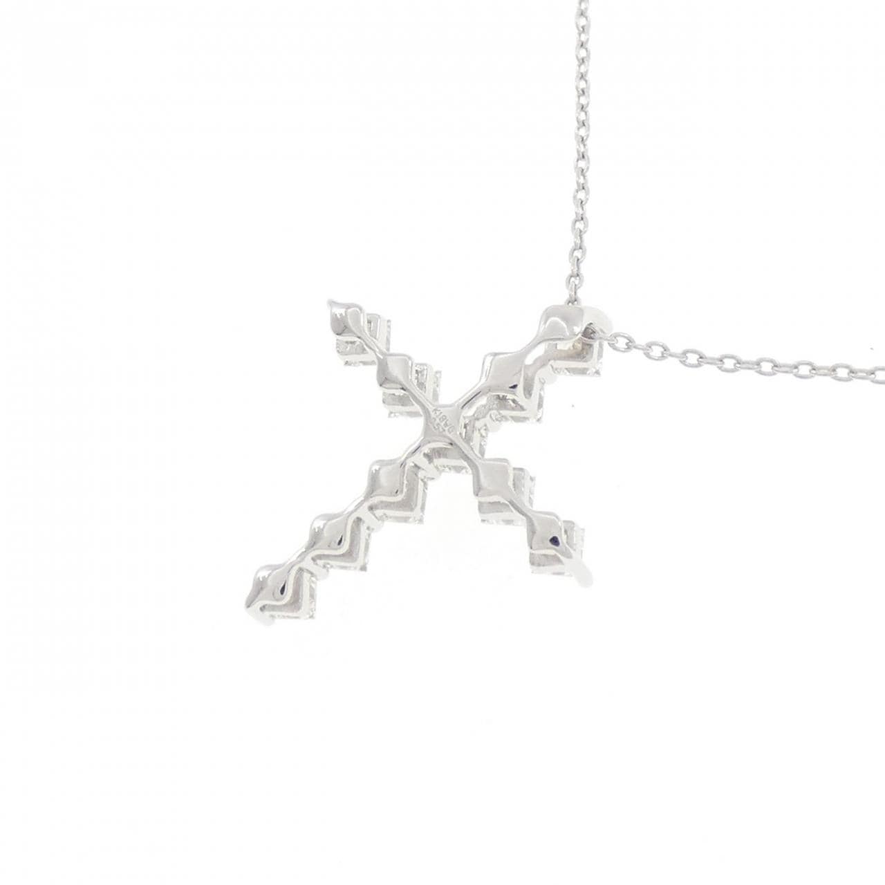 K18WG クロス ダイヤモンド ネックレス 0.57CT
