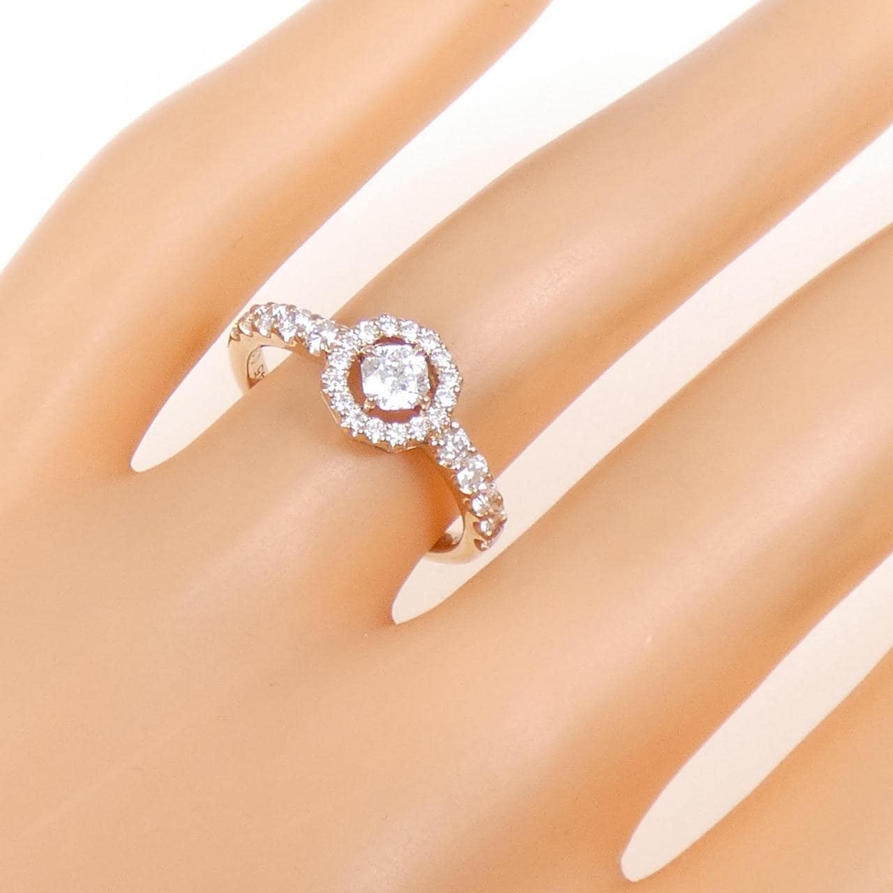 K18PG ダイヤモンド リング 0.22CT E VVS1 ファンシーカット