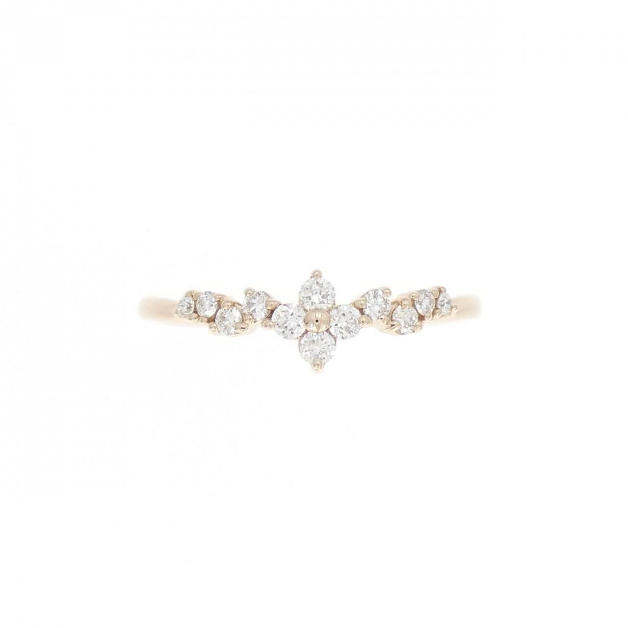 K18PG フラワー ダイヤモンド リング 0.17CT