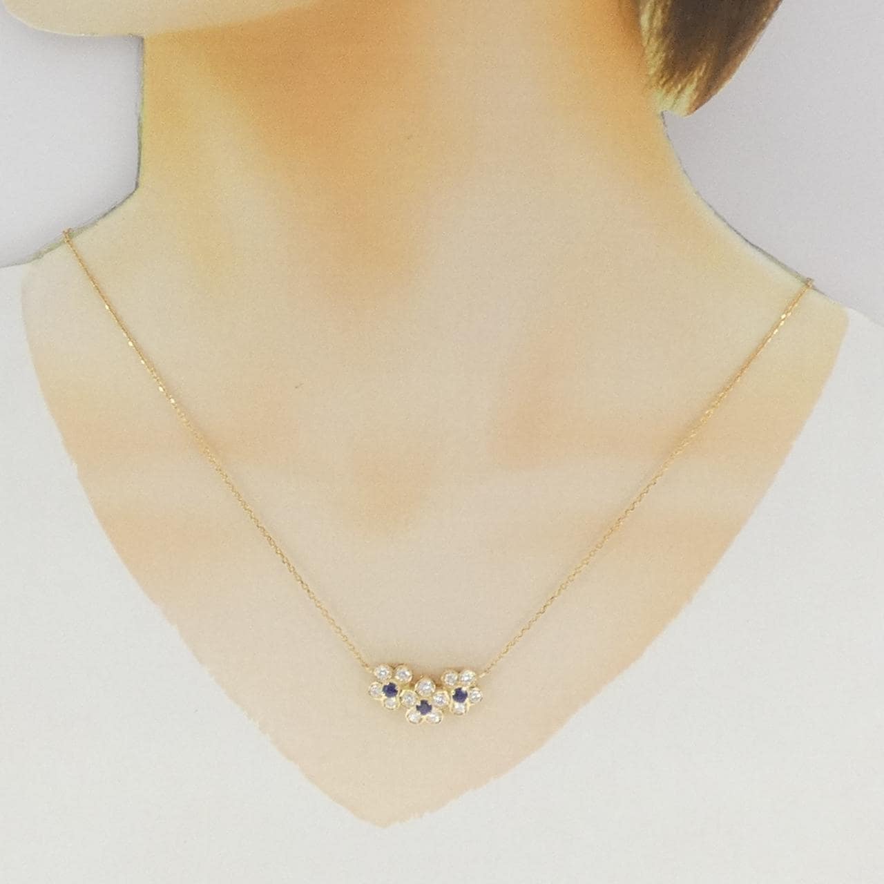 K18YG フラワー サファイヤ ネックレス 0.67CT