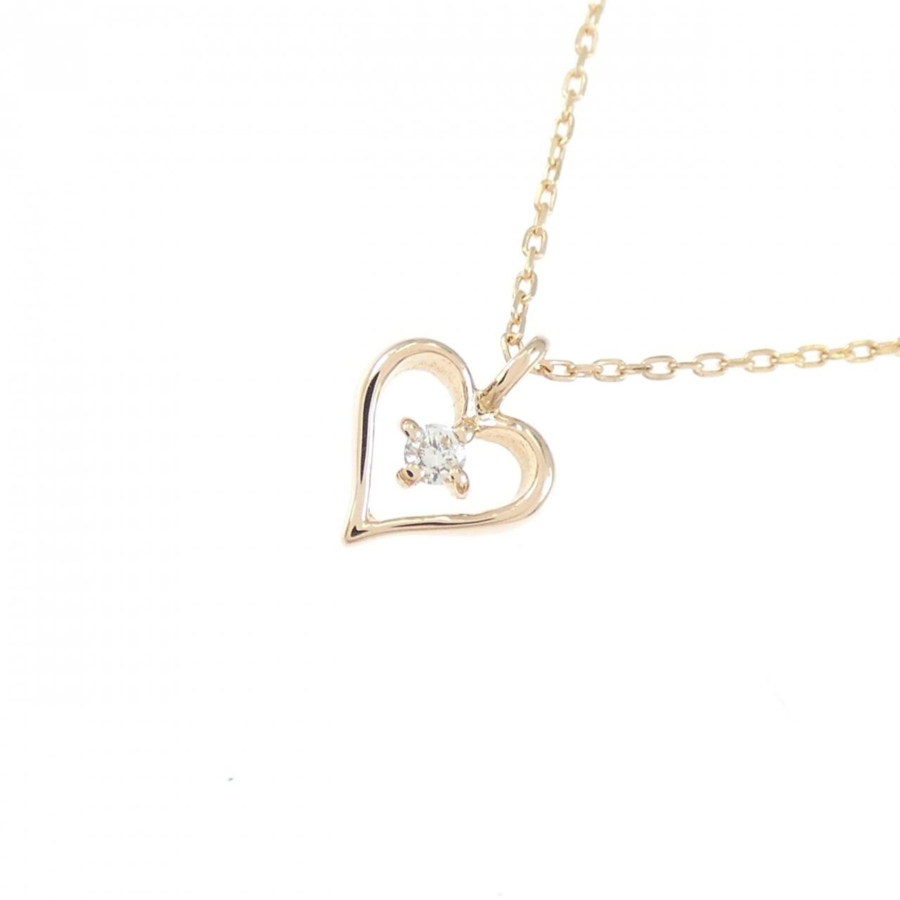 K18PG ハート ダイヤモンド ネックレス 0.02CT