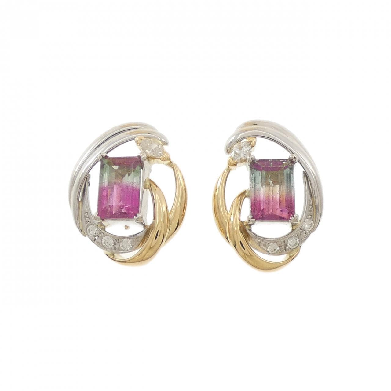K18YG/PT トルマリン ピアス 2.36CT