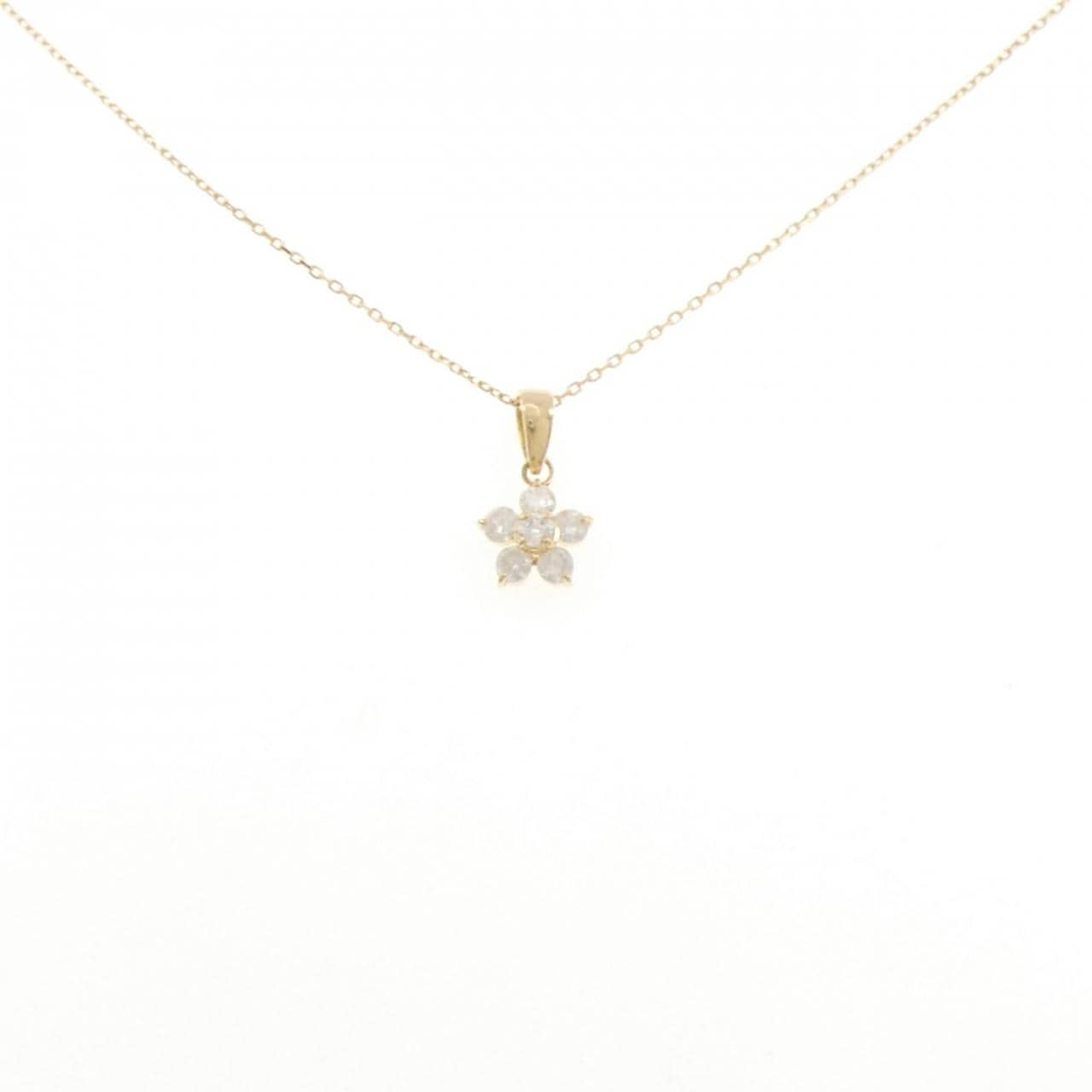 K18YG フラワー ダイヤモンド ネックレス 0.3CT