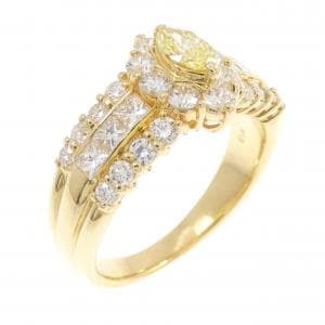 K18YG ダイヤモンド リング 0.208CT FIY SI2 マーキスカット