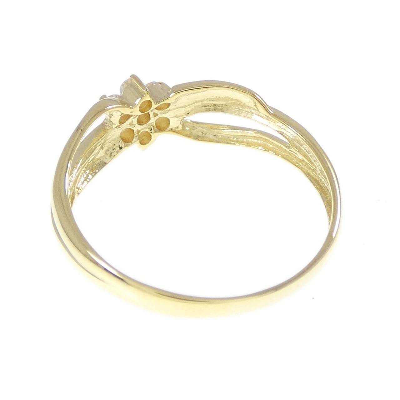 K18YG フラワー ダイヤモンド リング 0.10CT