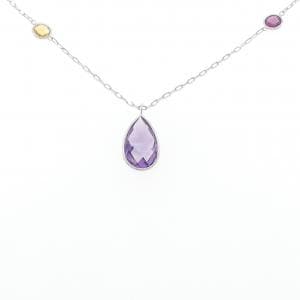 K18WG カラーストーン ネックレス