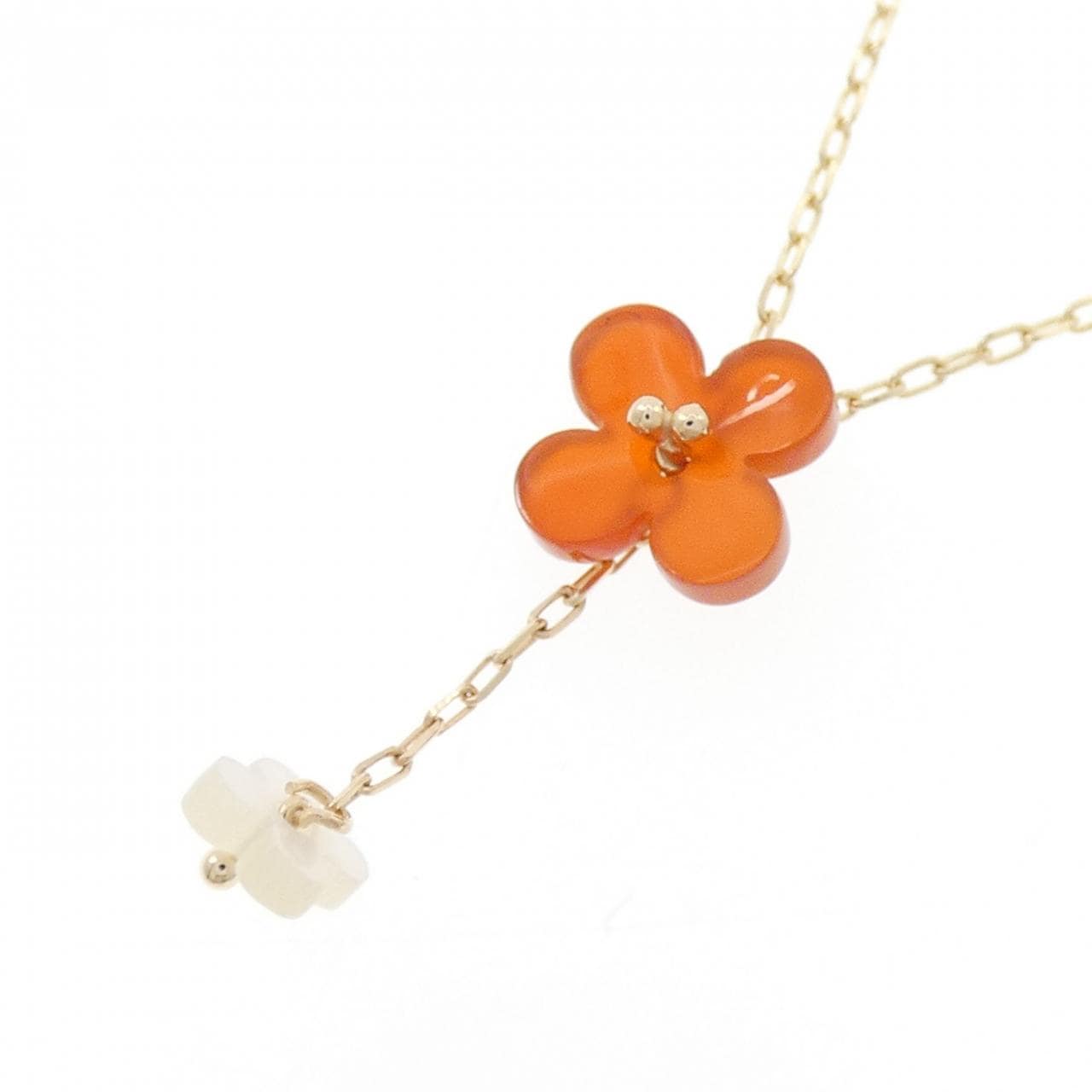 K10YG フラワー メノウ ネックレス