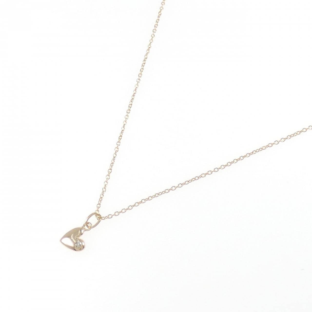 K10PG ハート ダイヤモンド ネックレス