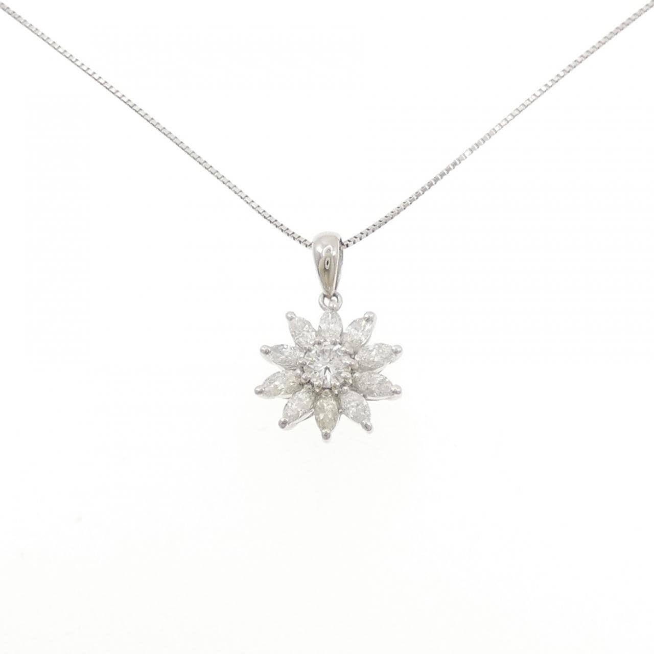 PT900/PT850 フラワー ダイヤモンド ネックレス 1.04CT