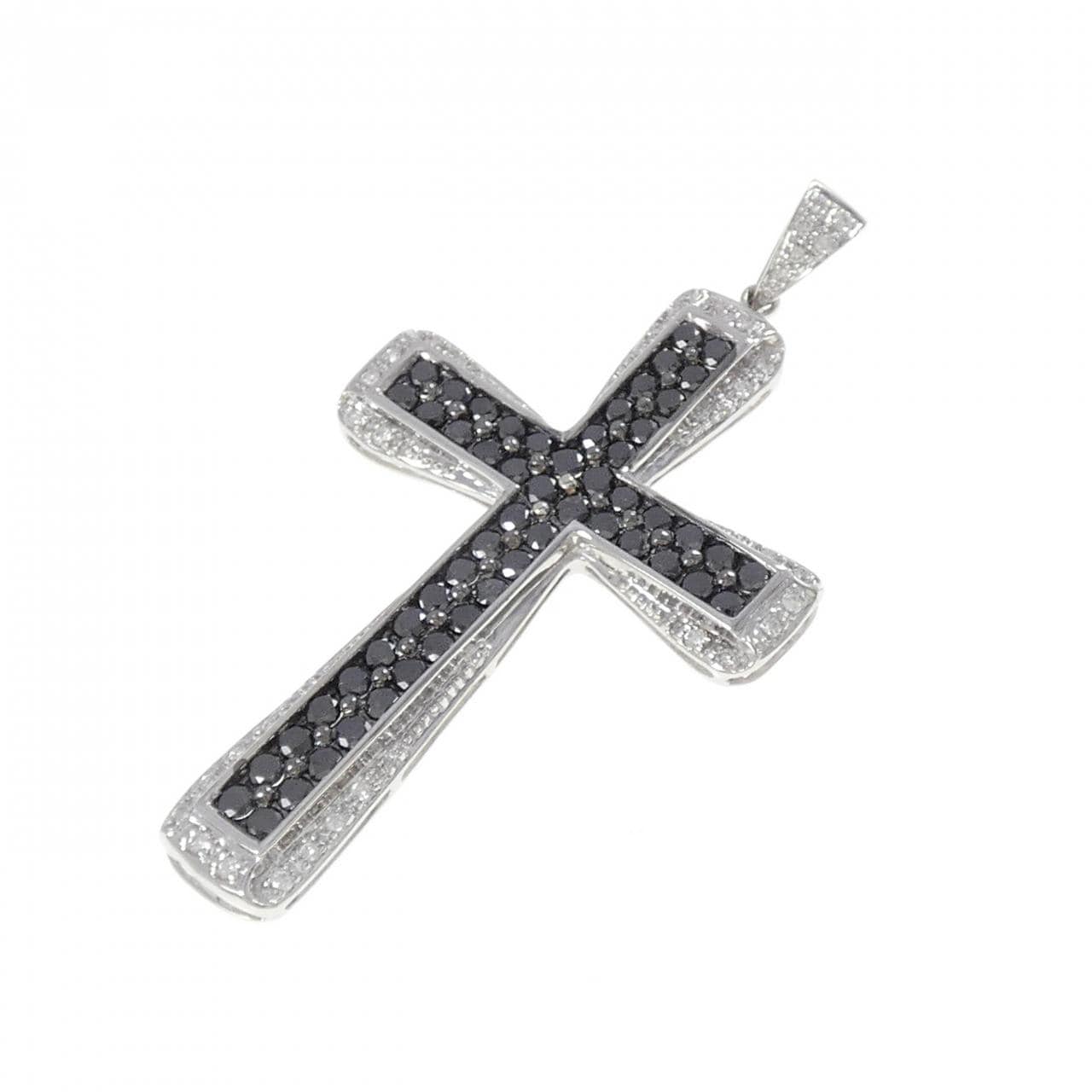 K18WG/K18BG クロス ダイヤモンド ペンダント 2.00CT