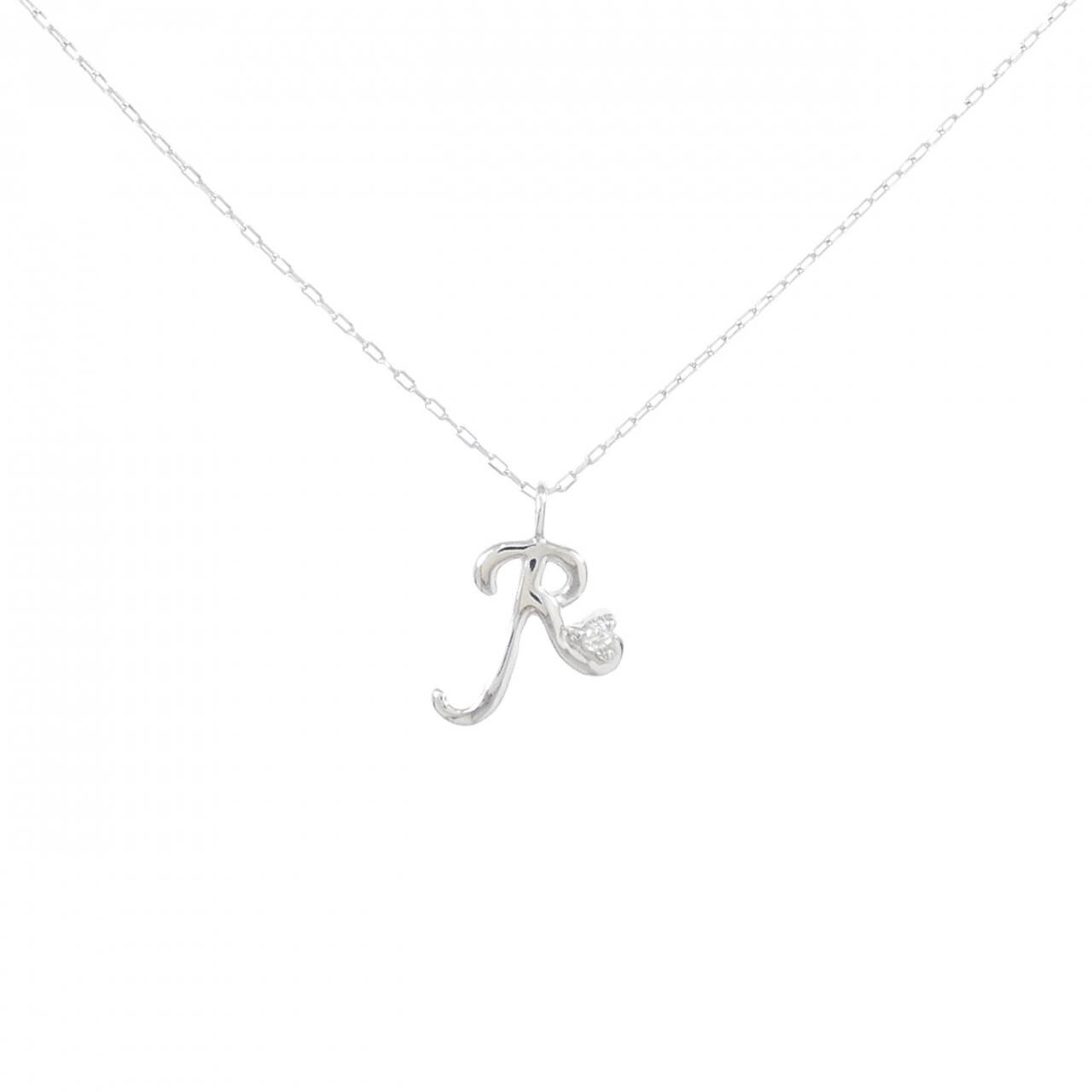 K10WG イニシャルR ダイヤモンド ネックレス 0.01CT