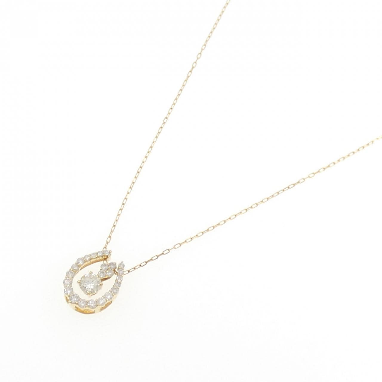 K18YG ホースシュー ダイヤモンド ネックレス 0.25CT