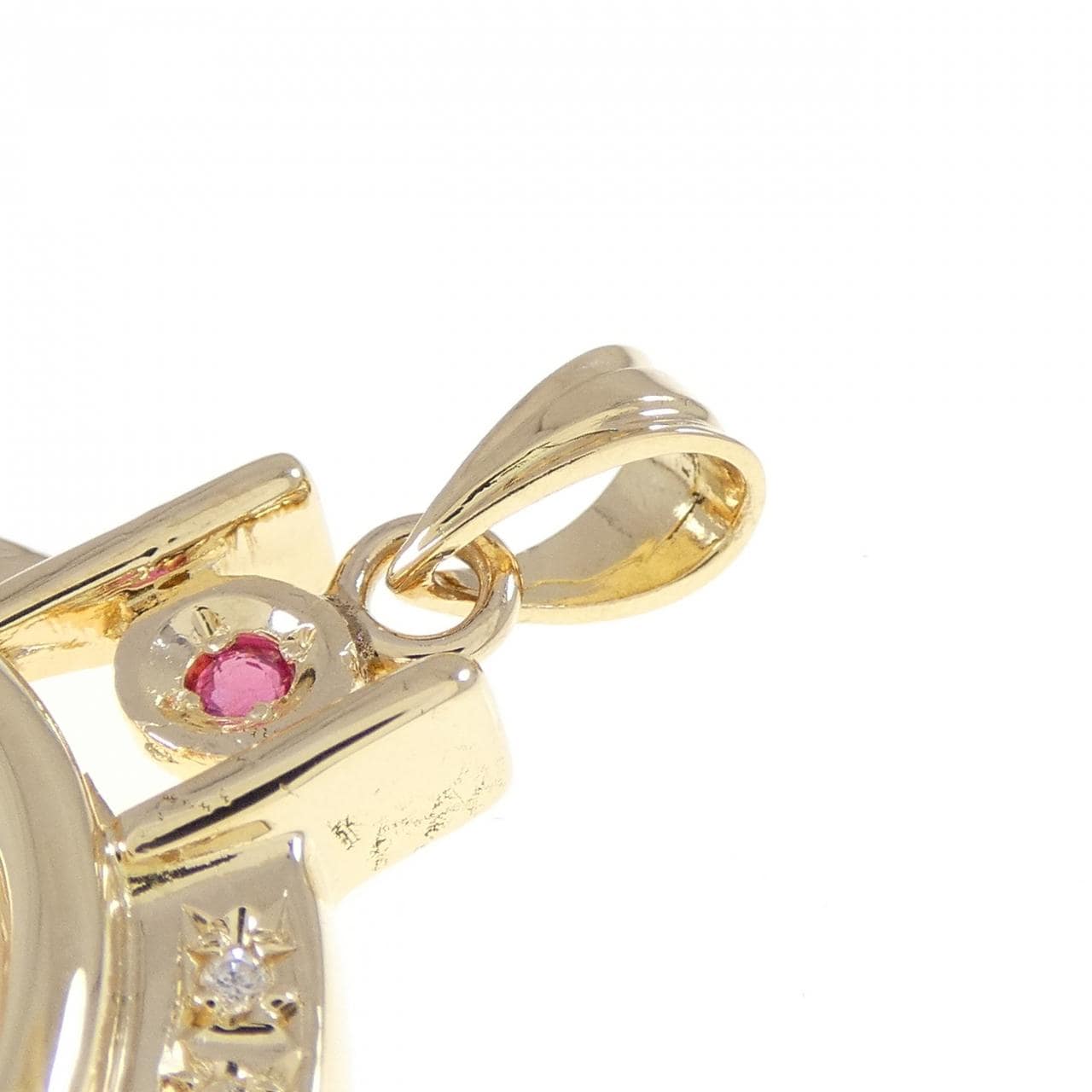 K18YG(枠) ルビー コイン ペンダント 0.06CT