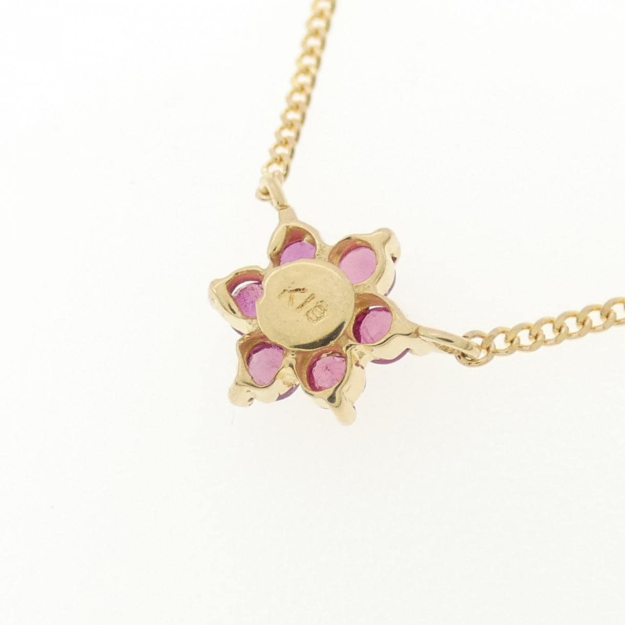 K18YG flower ruby necklace