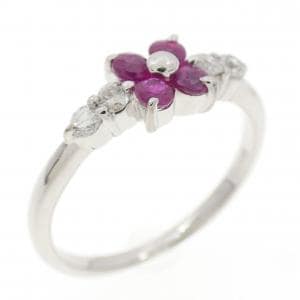 K14WG フラワー ルビー リング