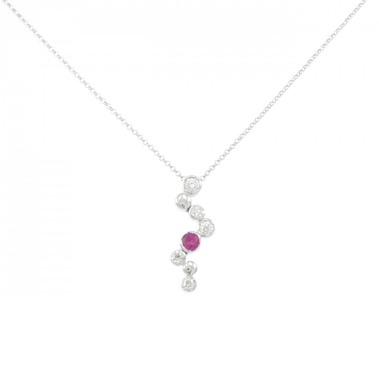 K18WG ルビー ネックレス 0.15CT