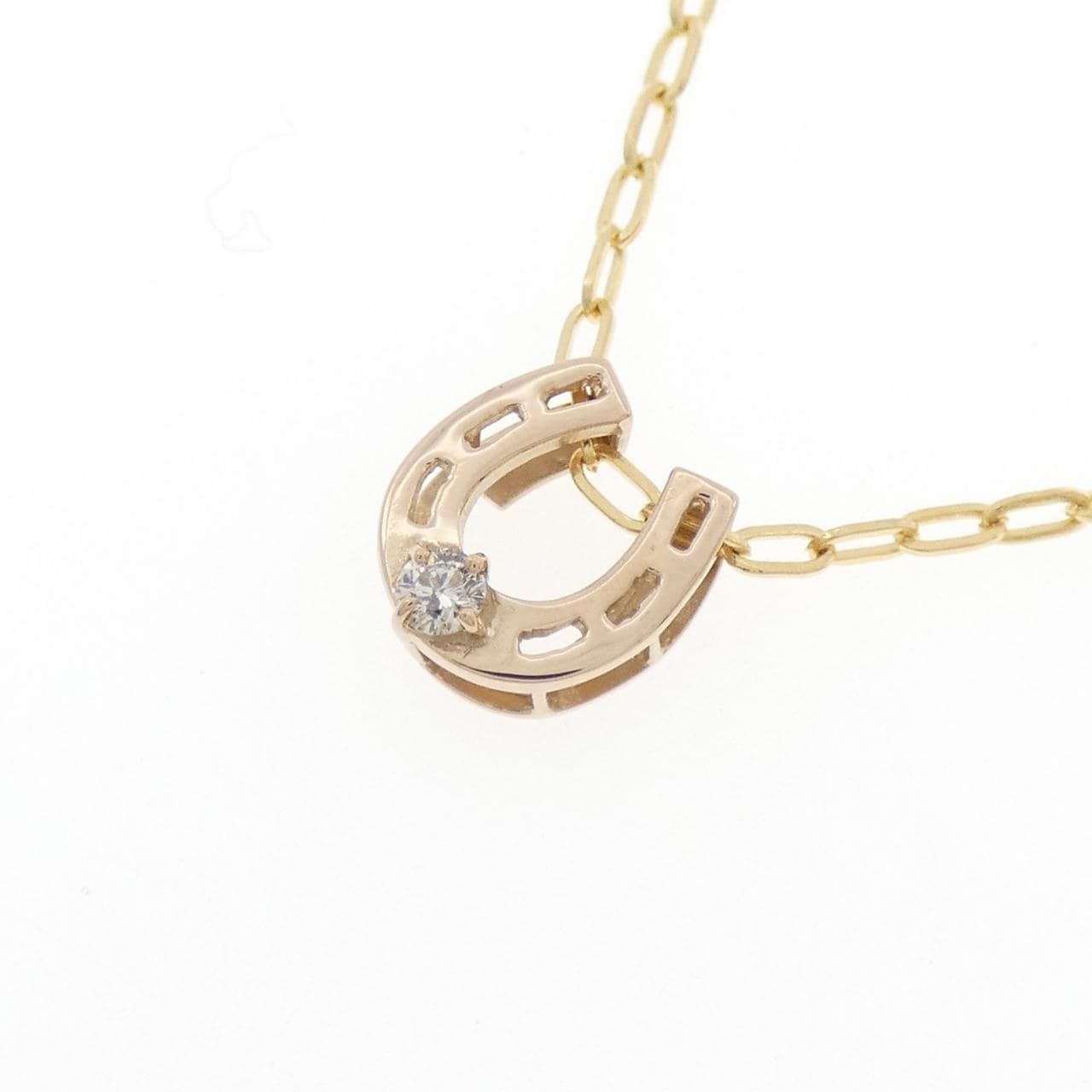 K18PG/K18YG ホースシュー ダイヤモンド ネックレス 0.05CT