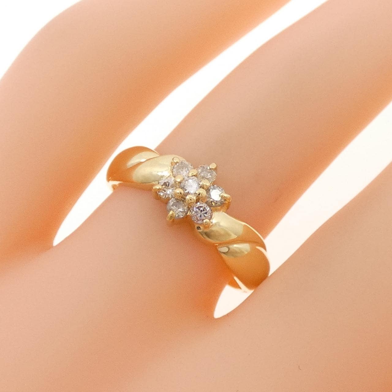 K18YG フラワー ダイヤモンド リング 0.23CT