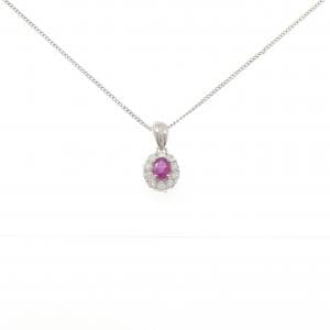 PT900/PT850 ルビー ネックレス 0.3CT
