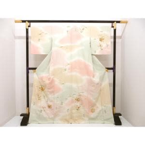 訪問着　友禅金彩加工　刺繍入りボカシ染