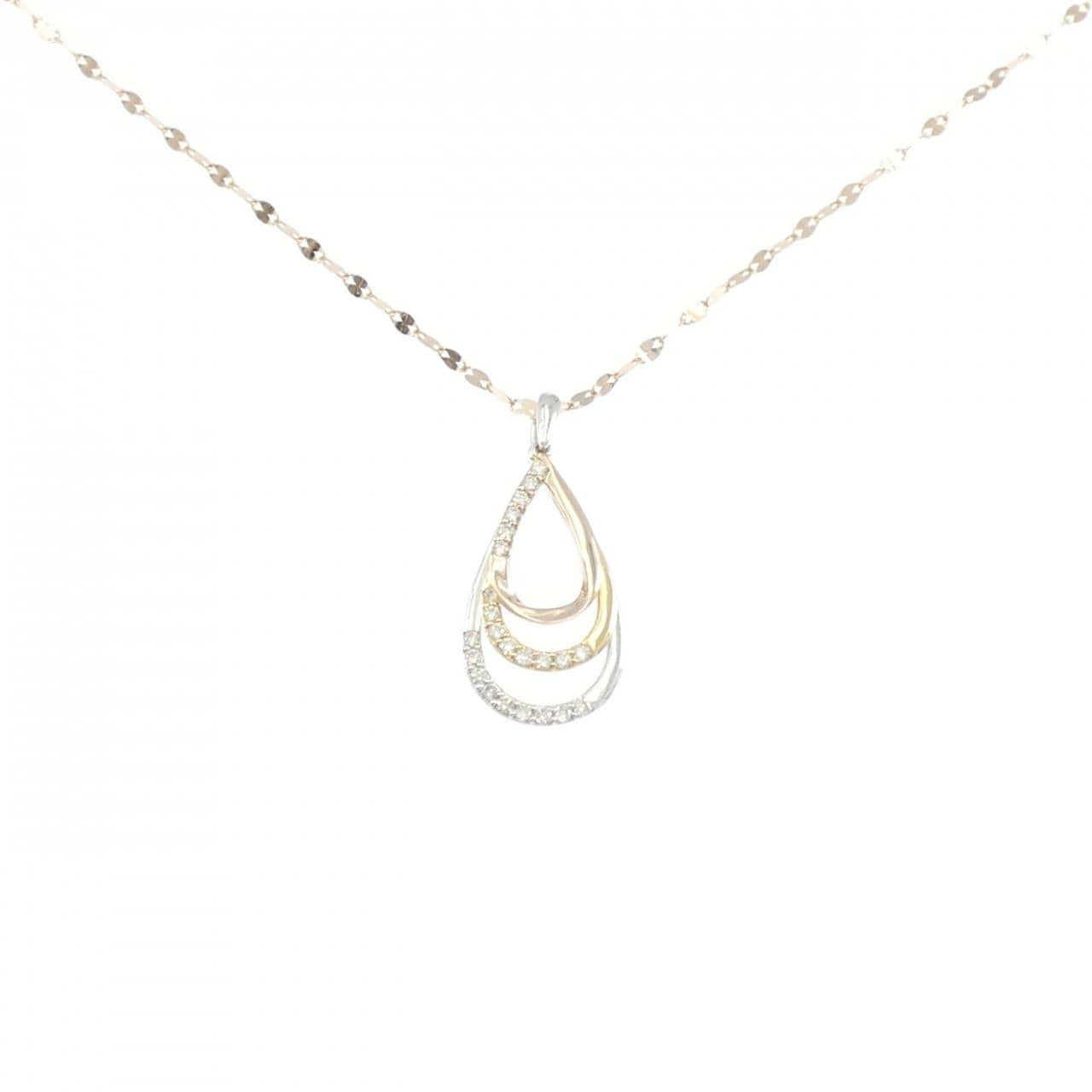 K18スリーカラー ダイヤモンド ネックレス 0.32CT