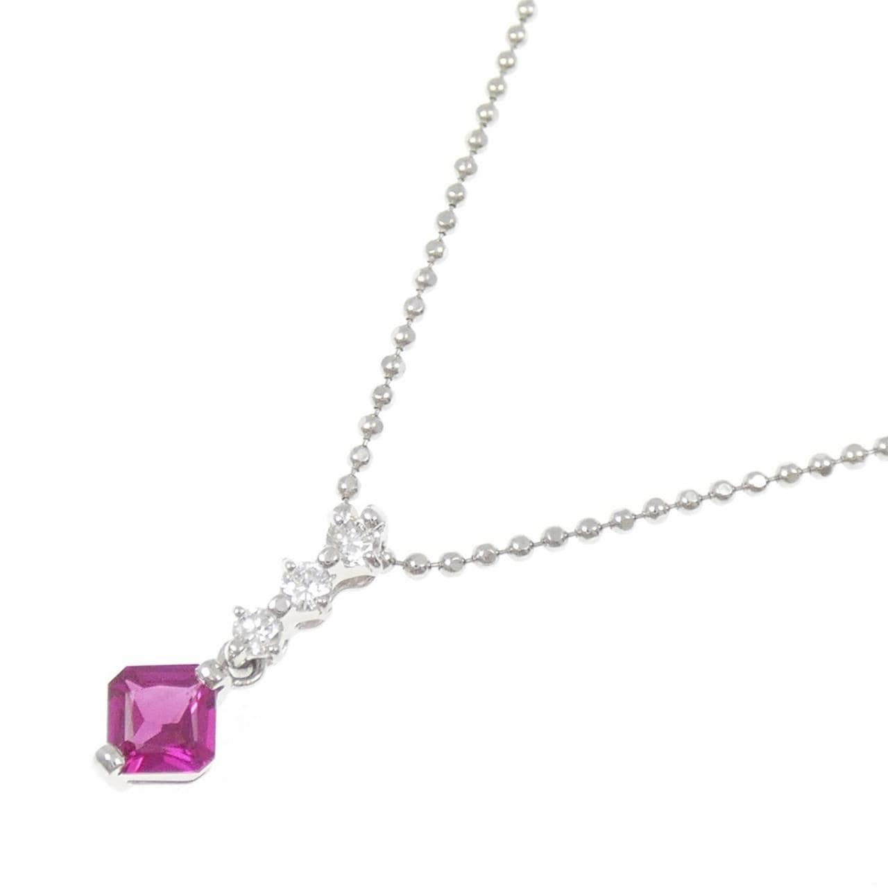 PT900/PT850 ルビー ネックレス 0.45CT