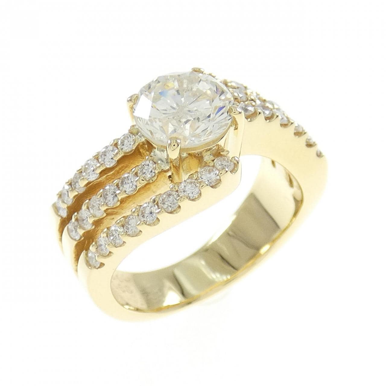K18YG Diamond Ring 1.509CT K I1 Good