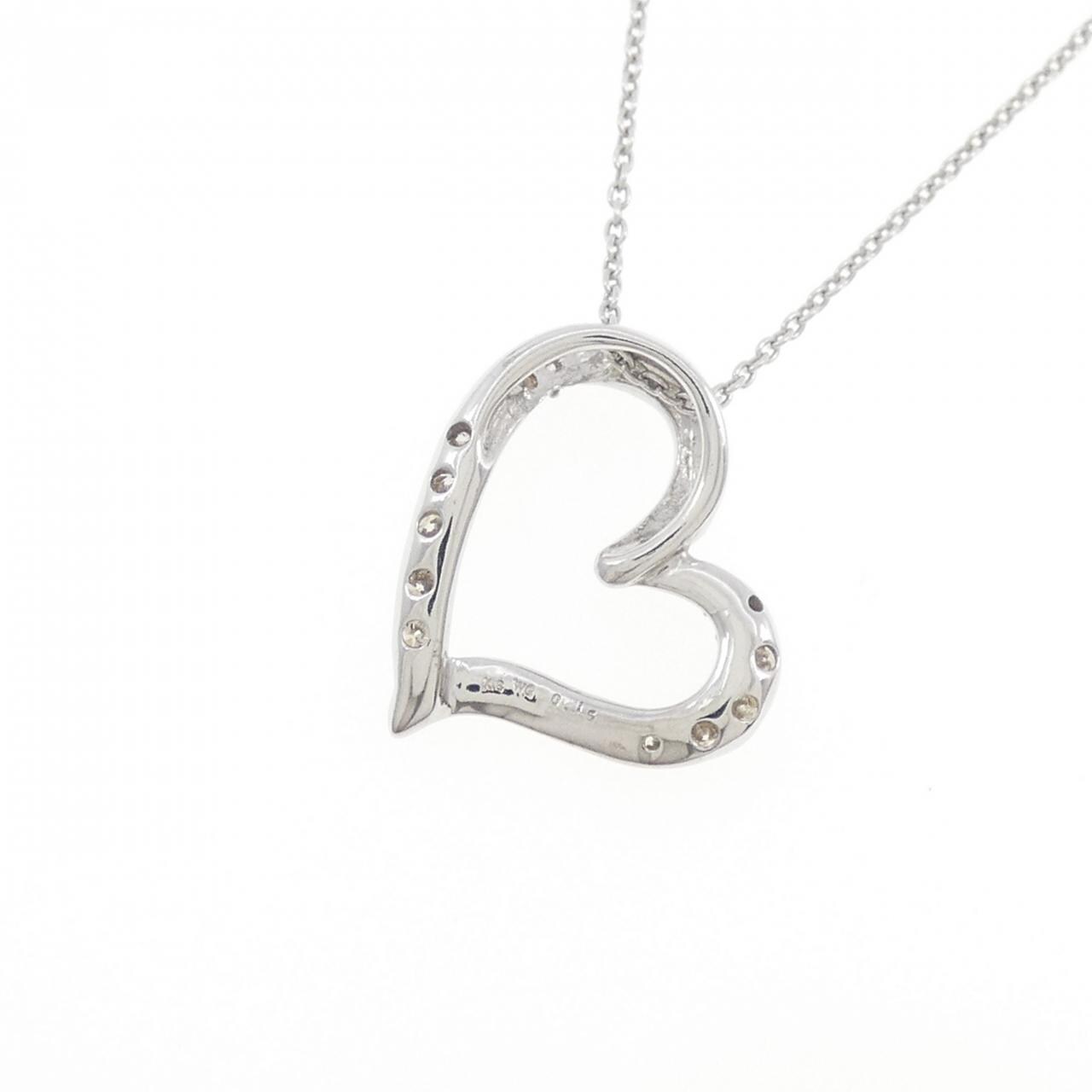 K18WG ハート ダイヤモンド ネックレス 0.15CT