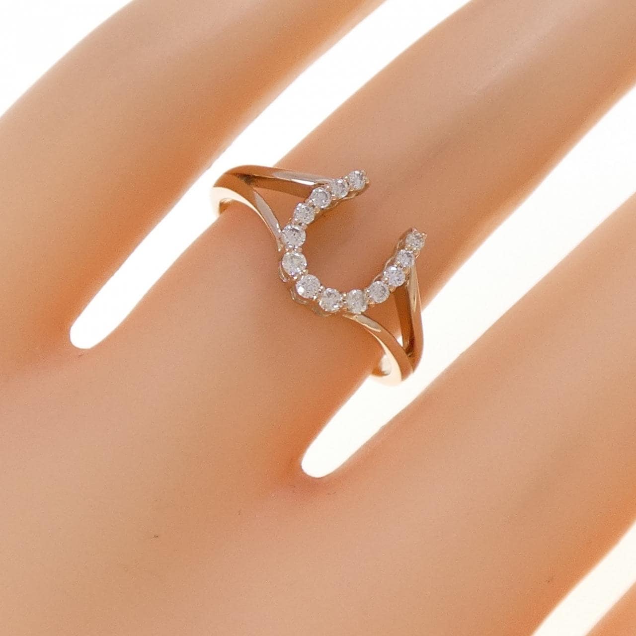 K18PG ホースシュー ダイヤモンド リング 0.14CT